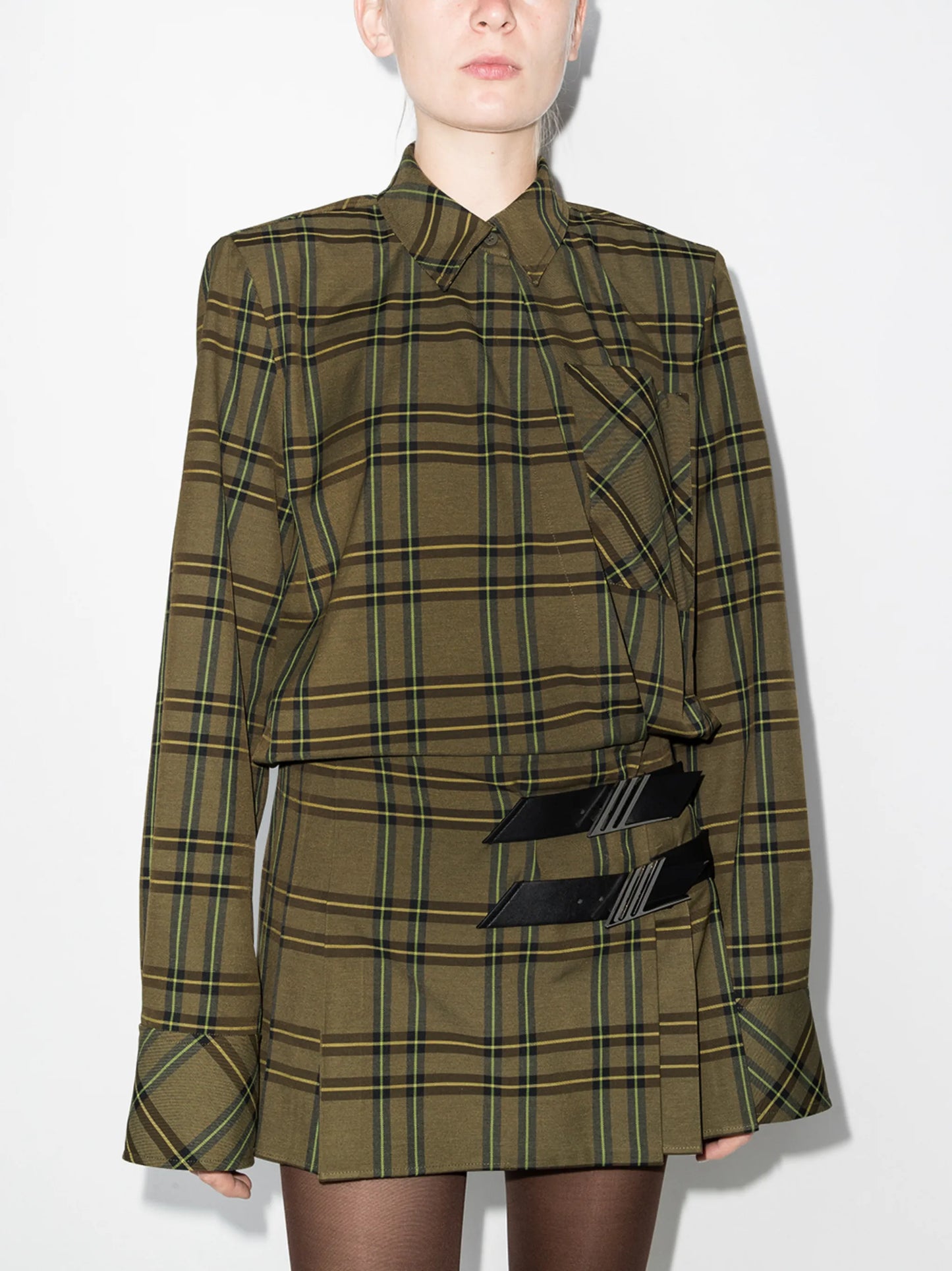 checked mini shirt dress