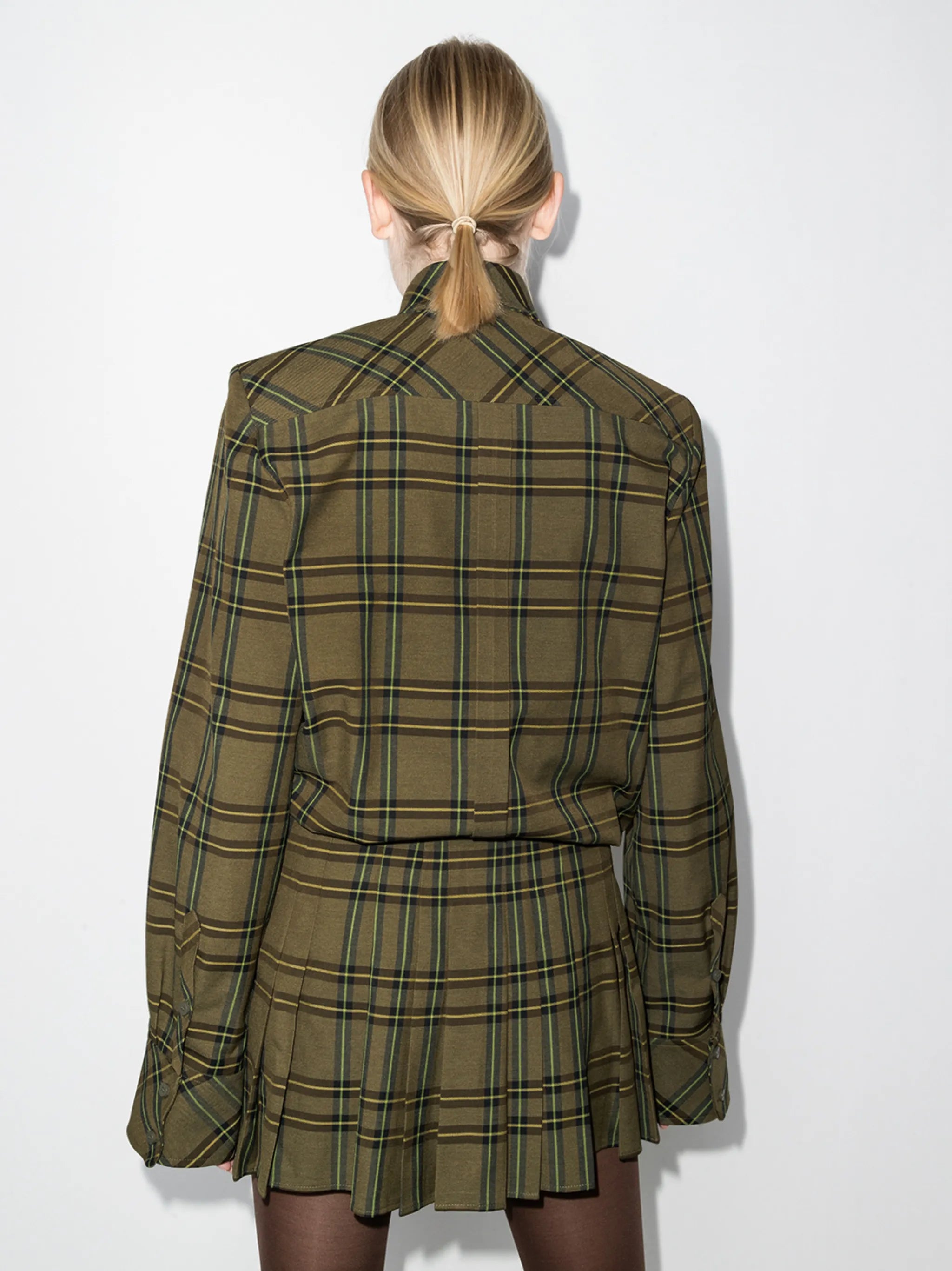 checked mini shirt dress