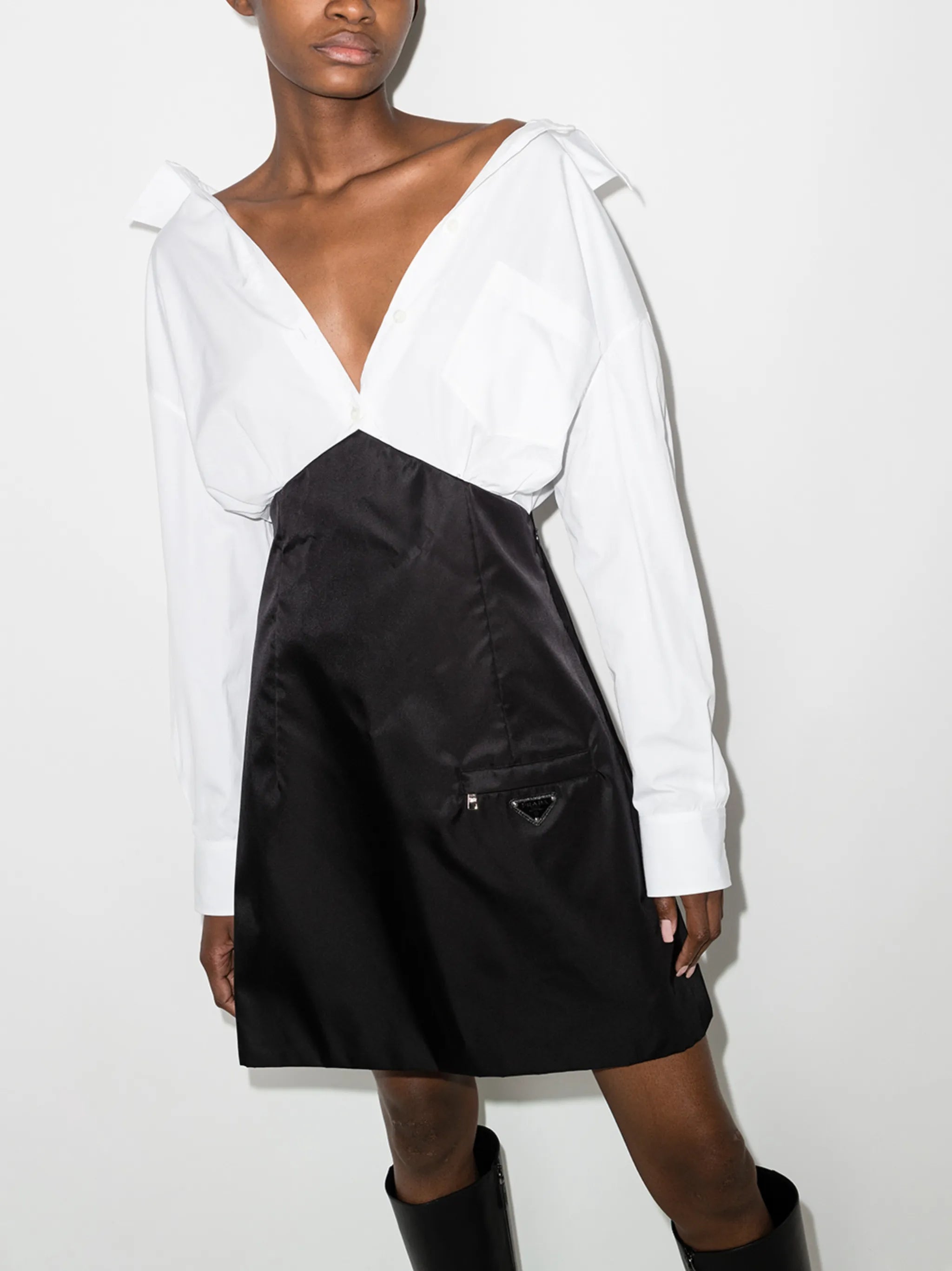 panelled V-neck dress