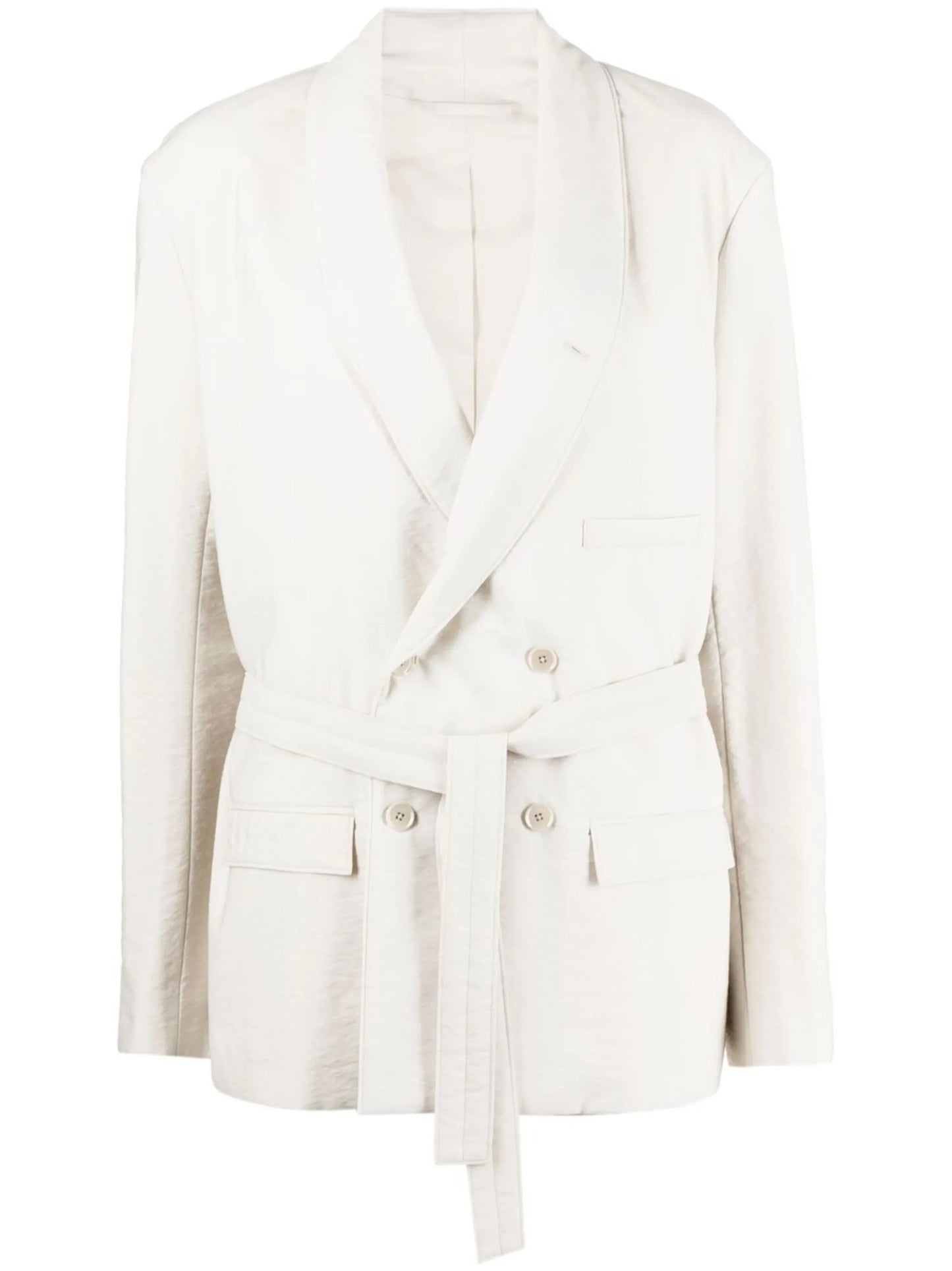 wadded double-breasted tie jacket