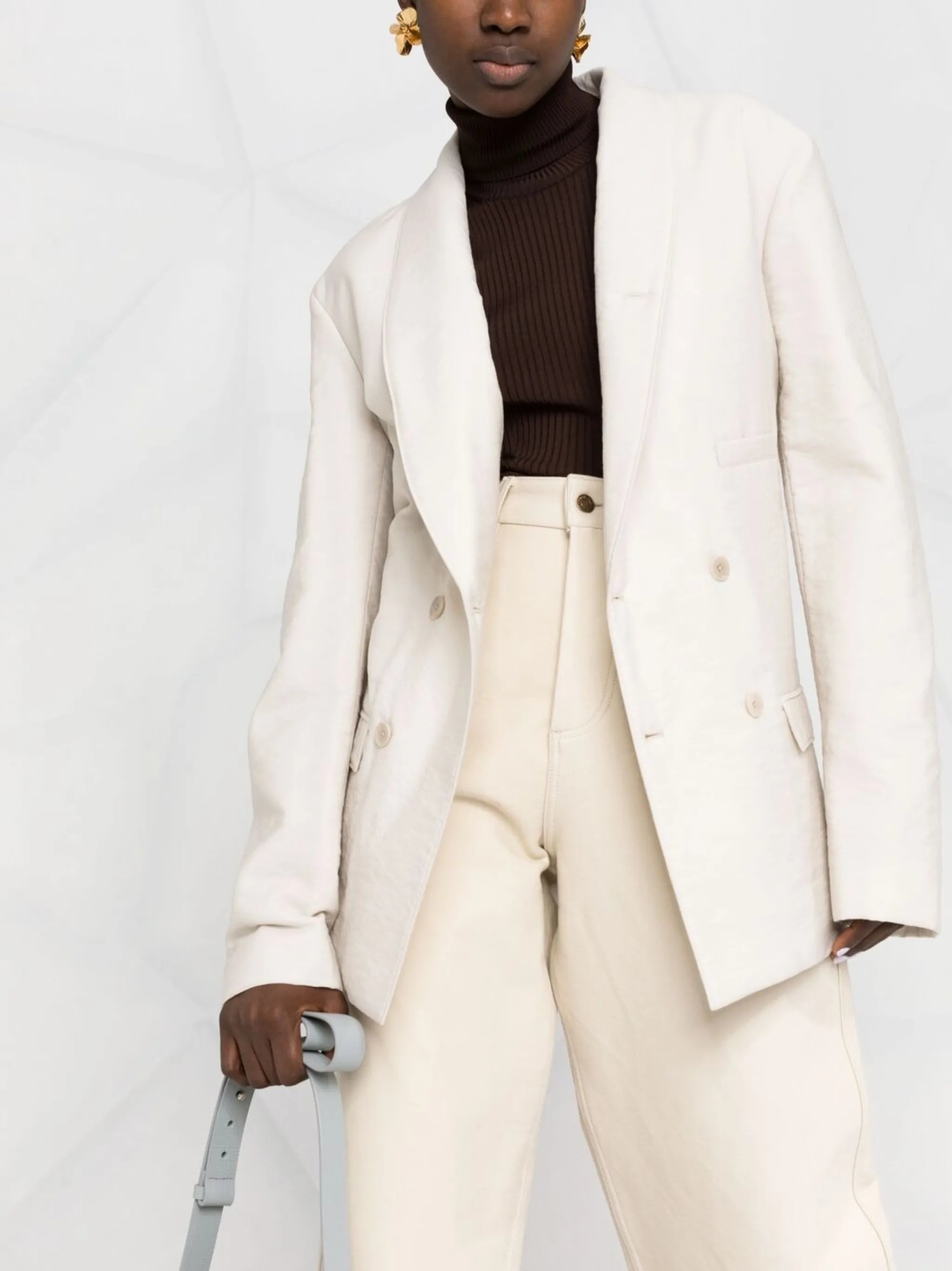 wadded double-breasted tie jacket