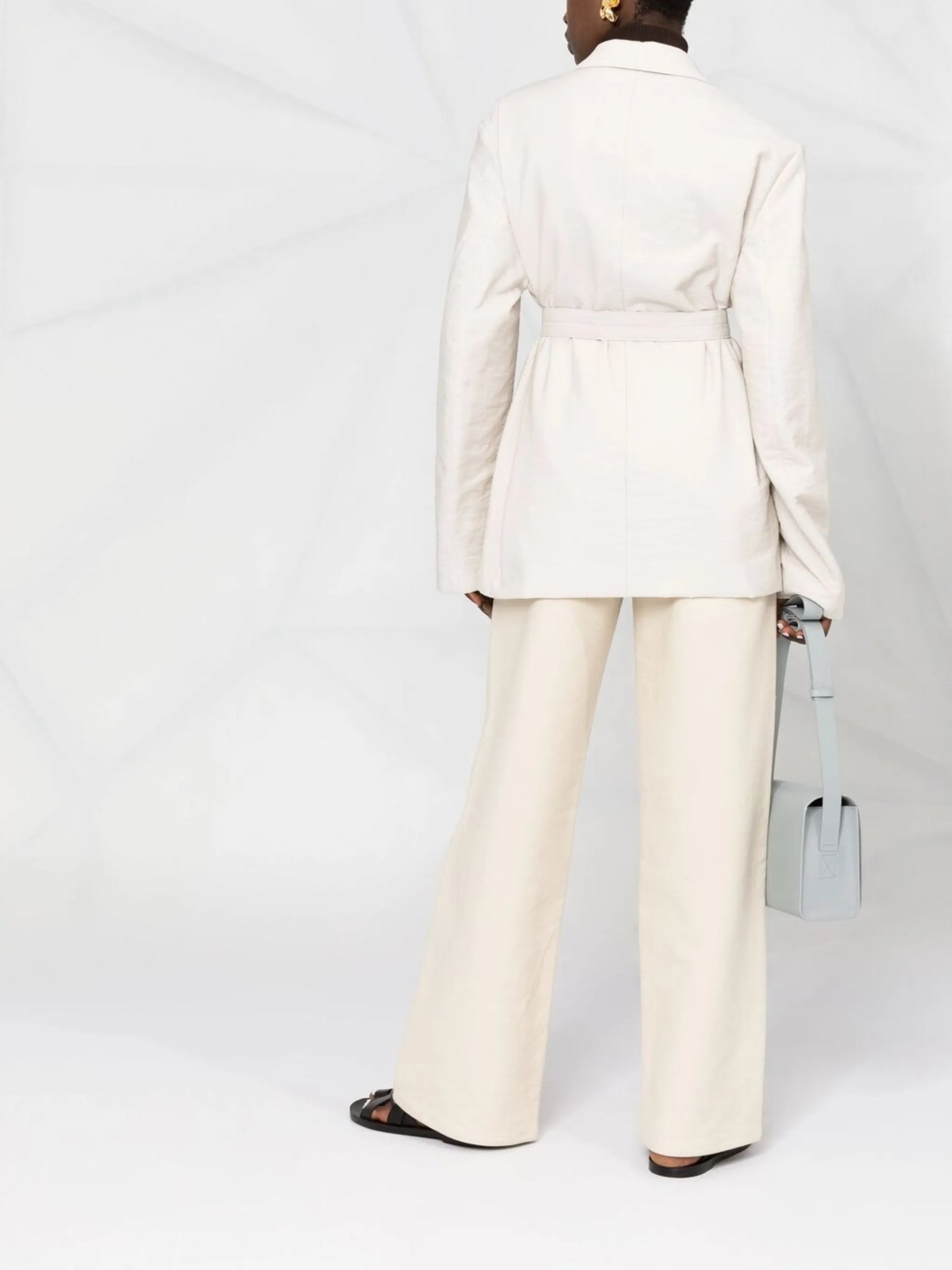 wadded double-breasted tie jacket