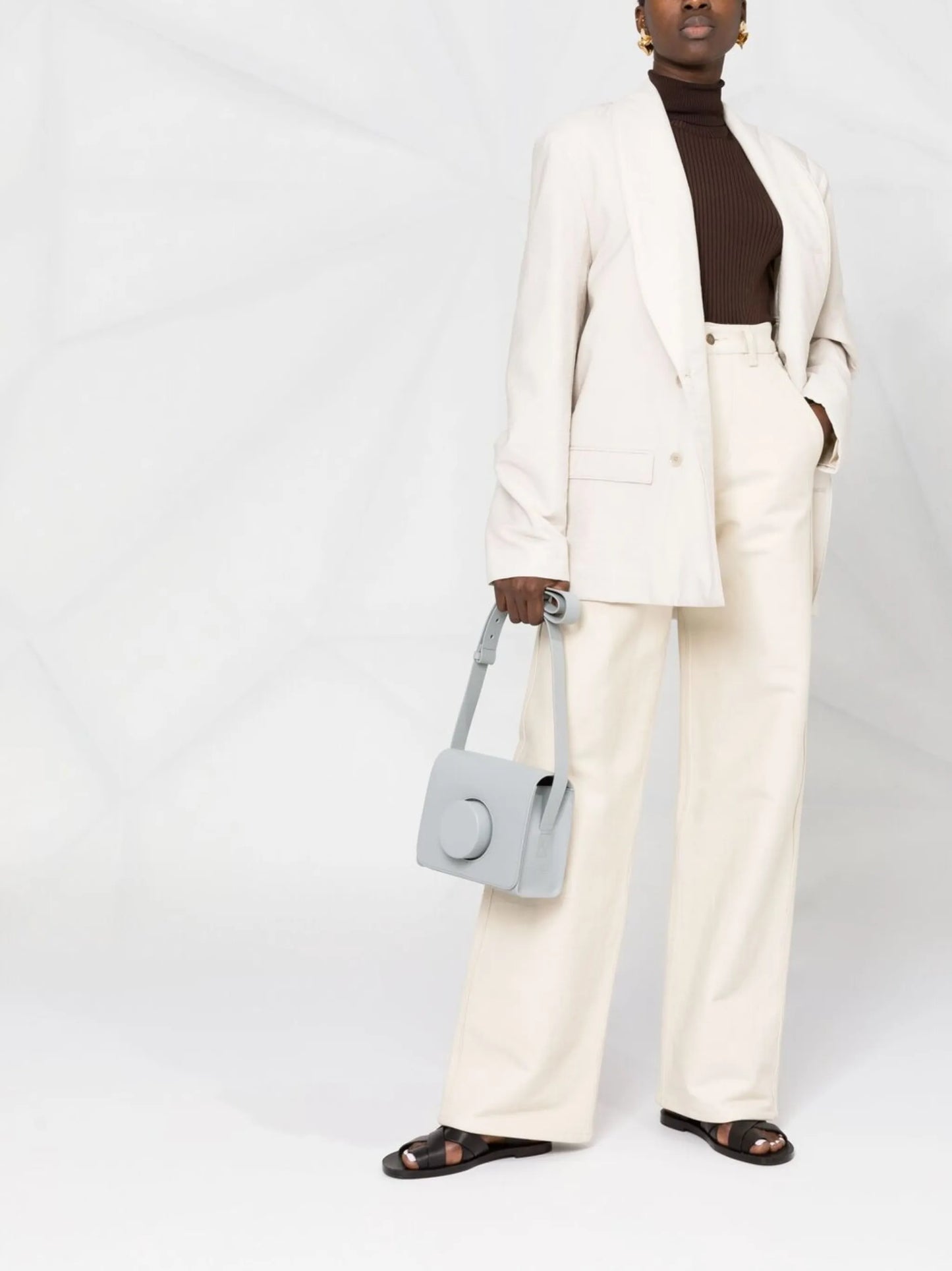 wadded double-breasted tie jacket