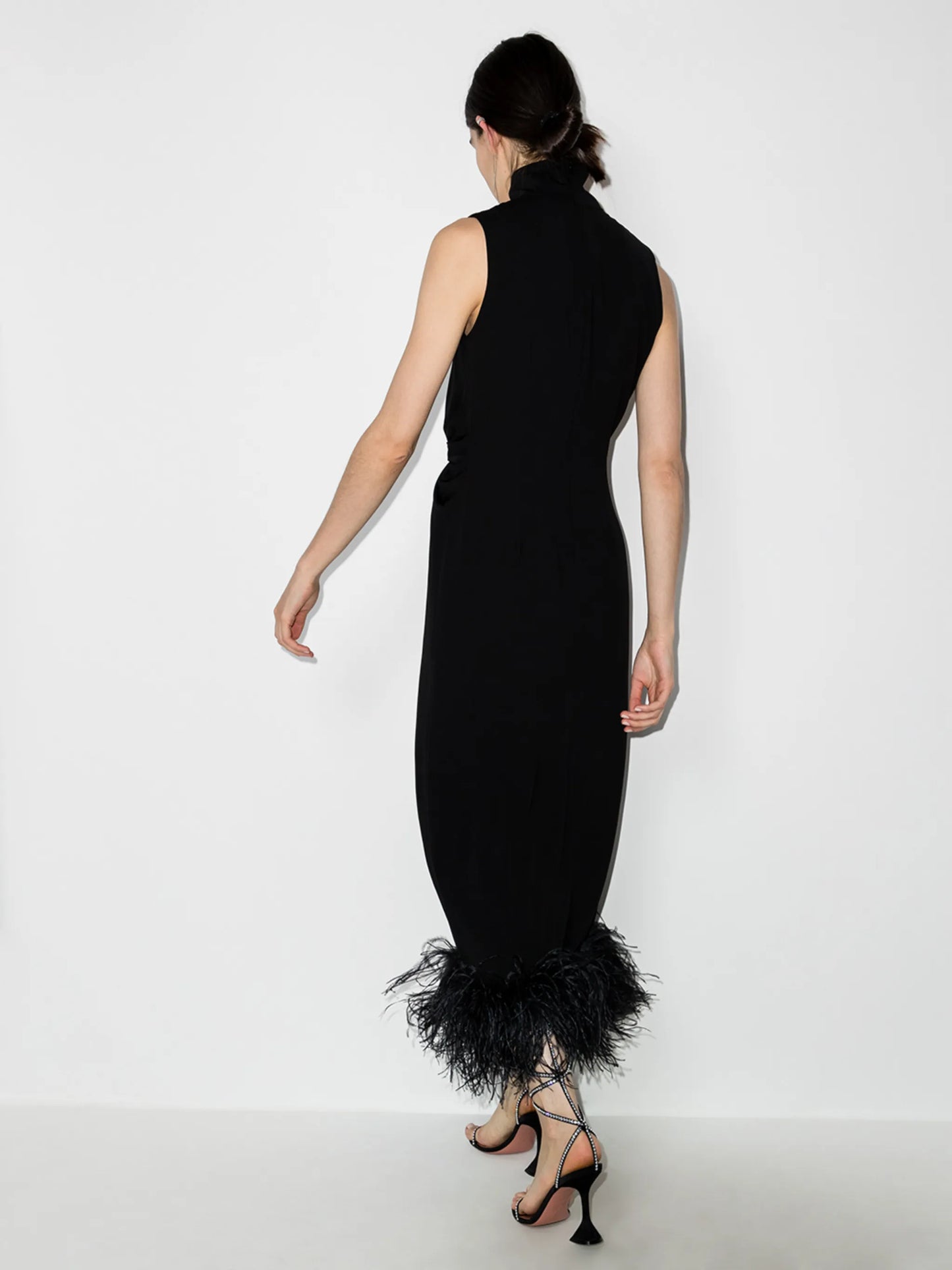 Maika feather-embellished sleeveless gown