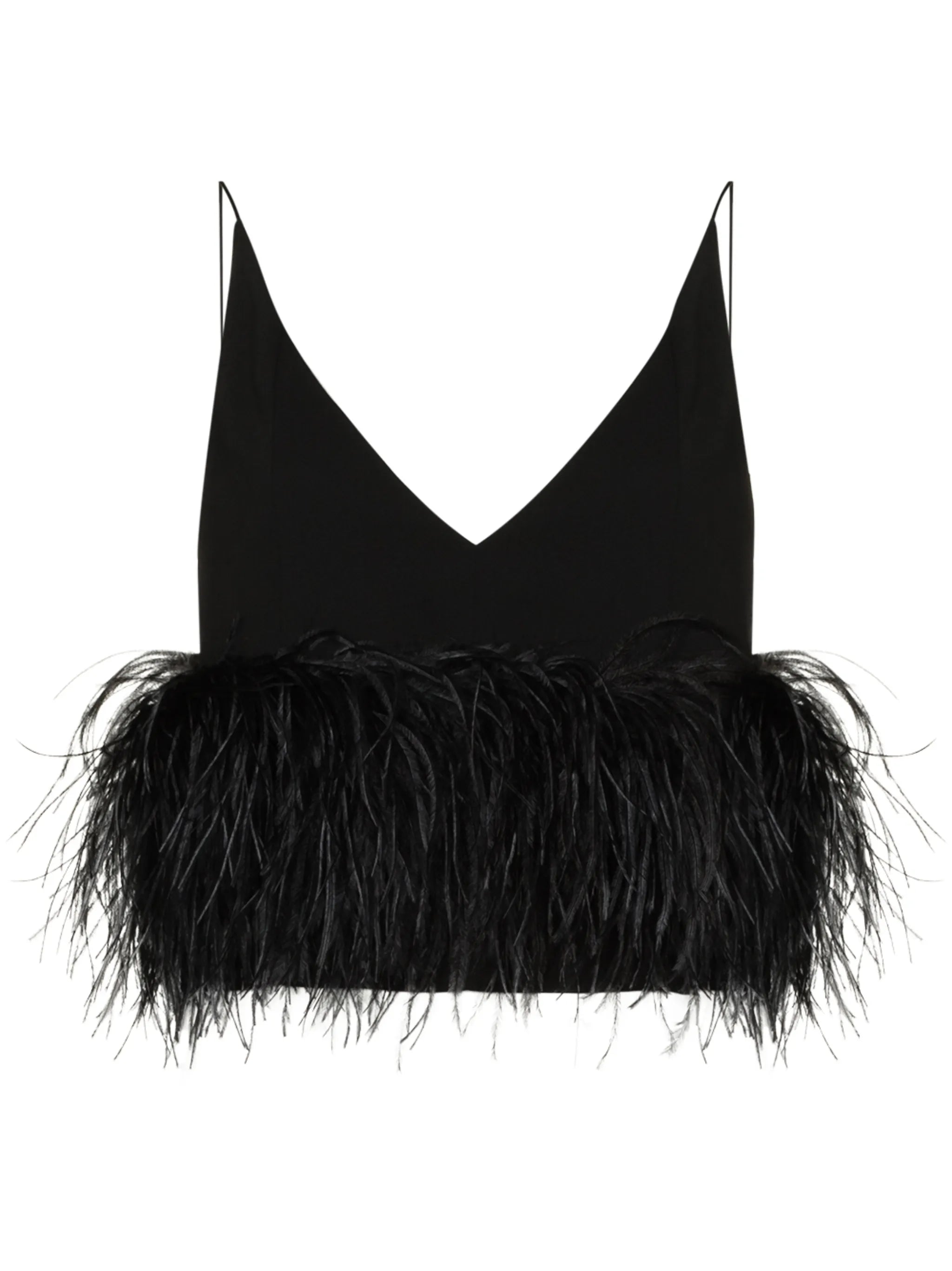 Poppy feather-embellished cropped top