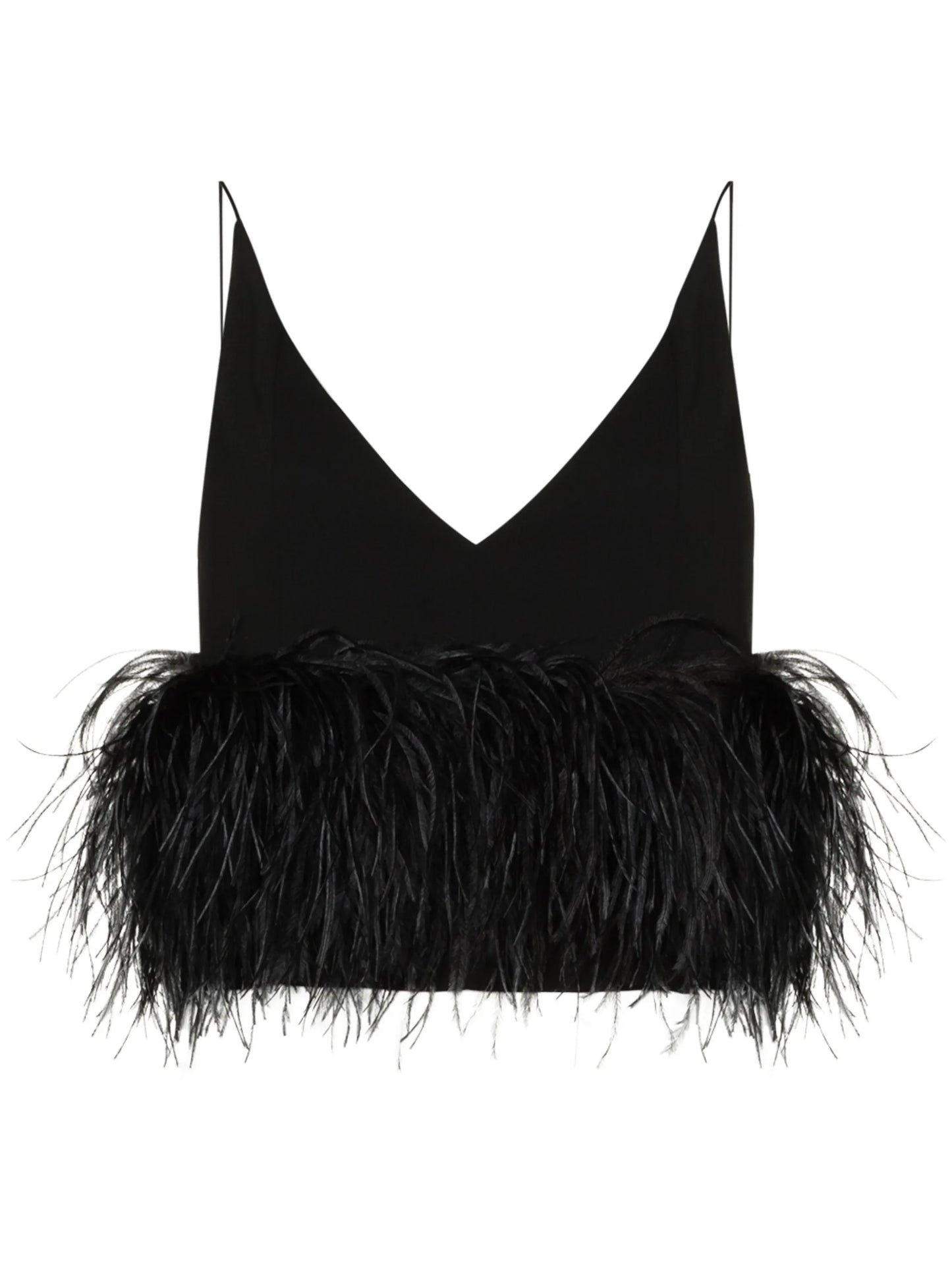 Poppy feather-embellished cropped top