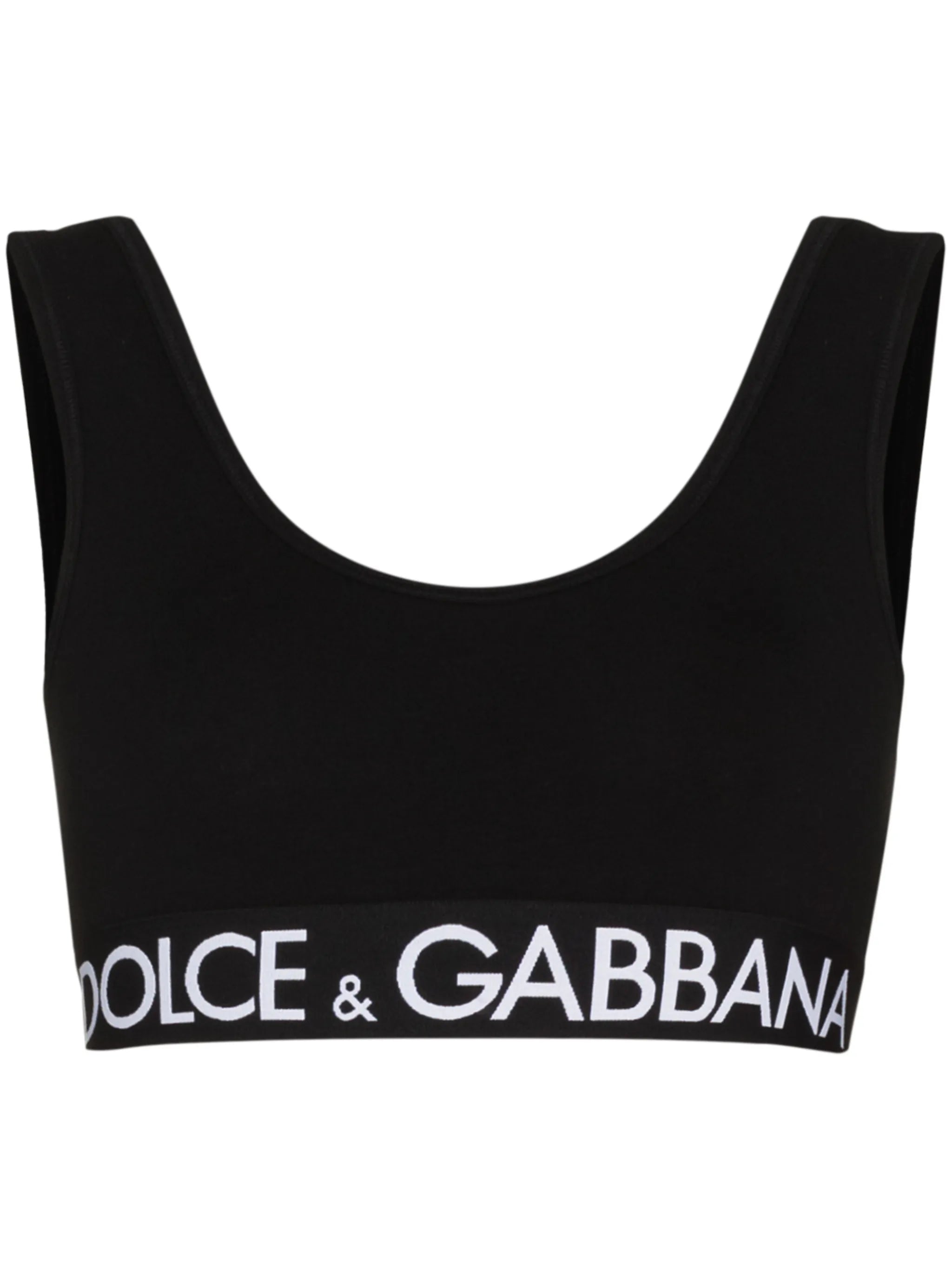 logo-underband fine-rib crop top