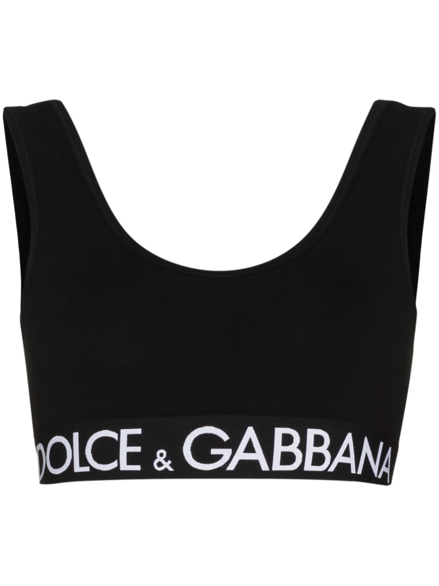 logo-underband fine-rib crop top