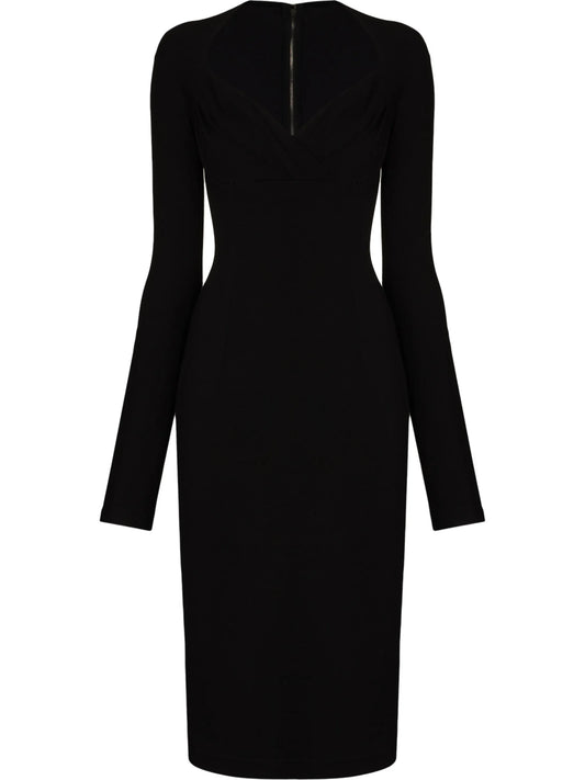 sweetheart-neck midi dress