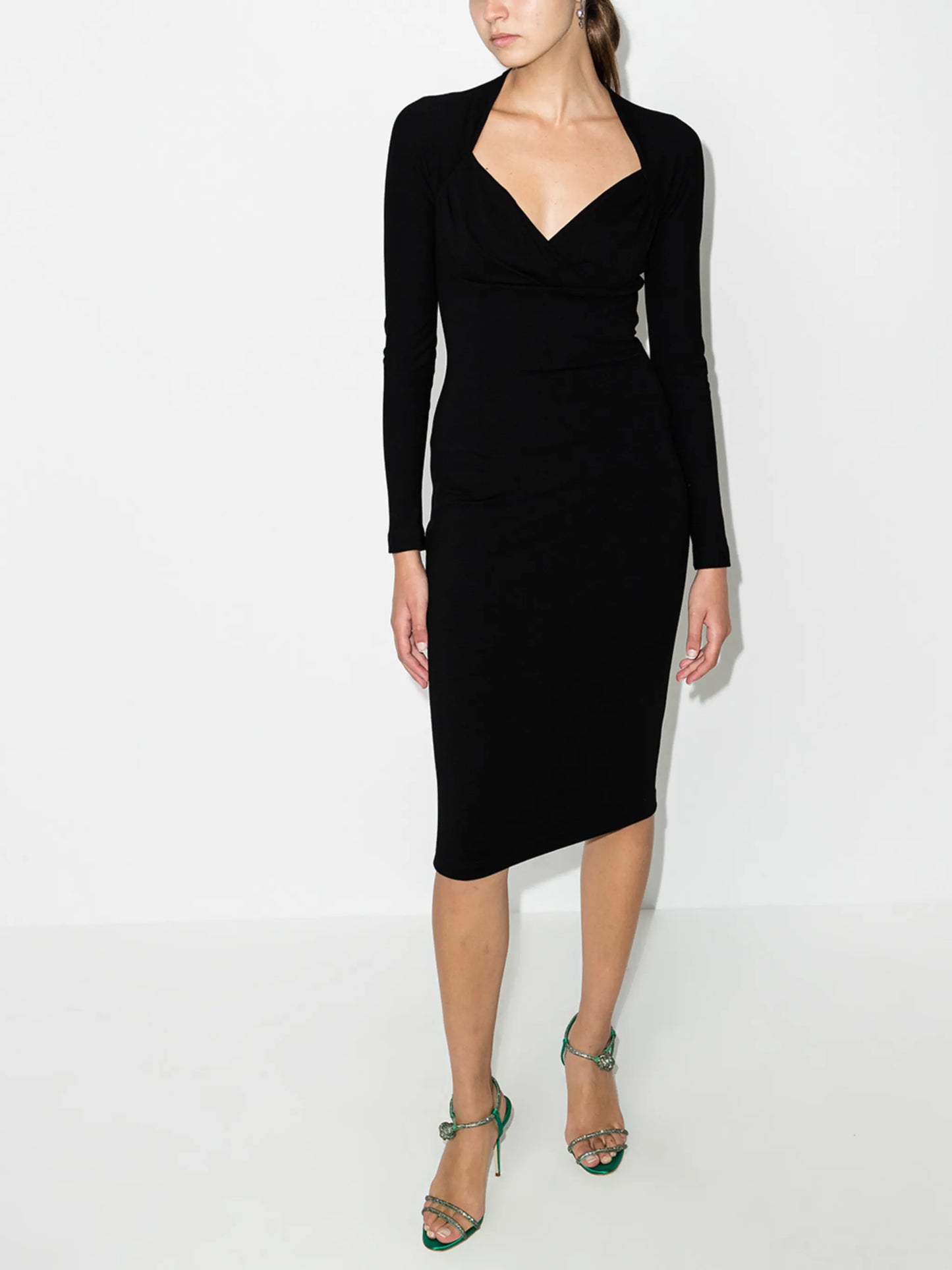 sweetheart-neck midi dress