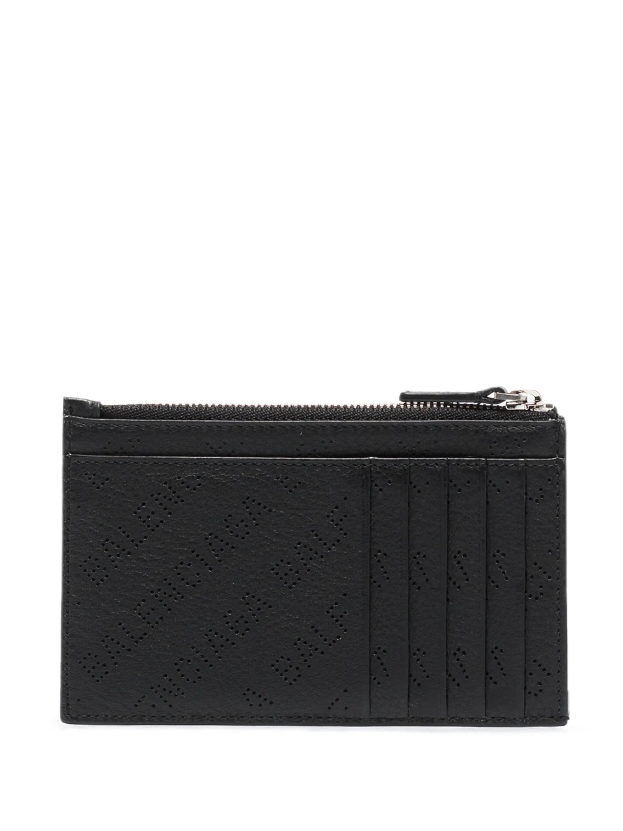 perforated logo leather wallet