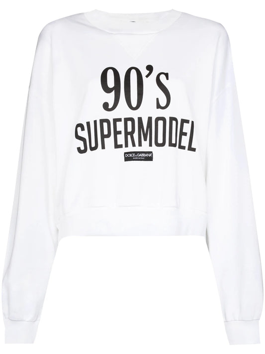 '90s Supermodel-print drop-shoulder sweatshirt