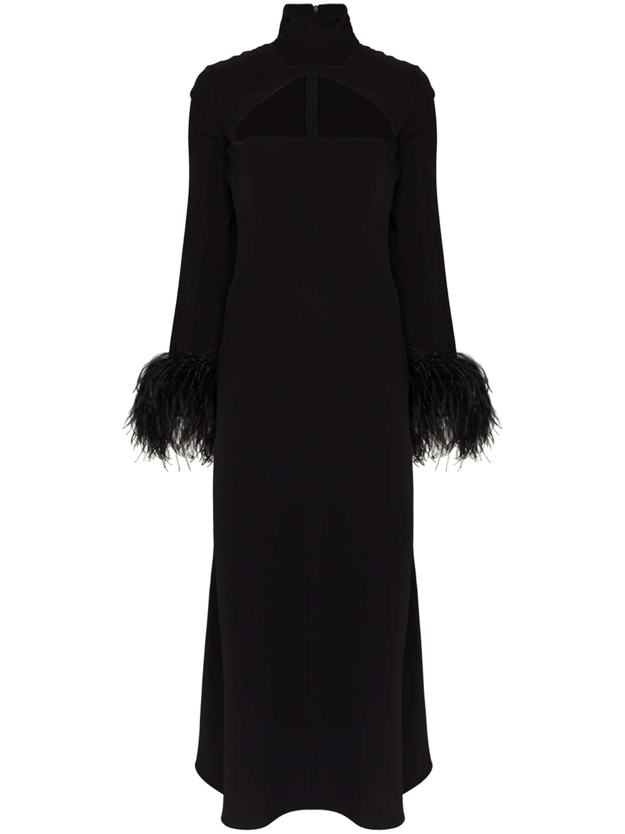 Odessa cutout feather-trim dress