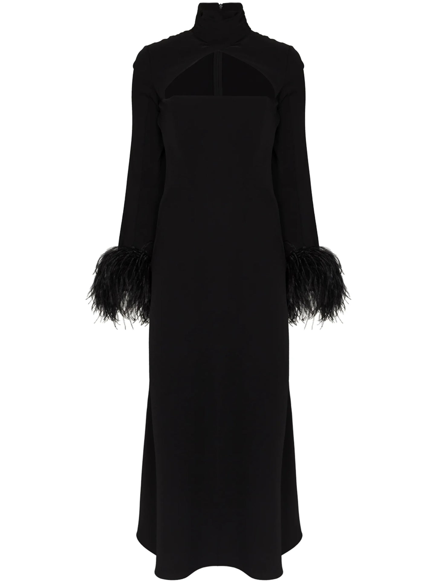 Odessa cutout feather-trim dress