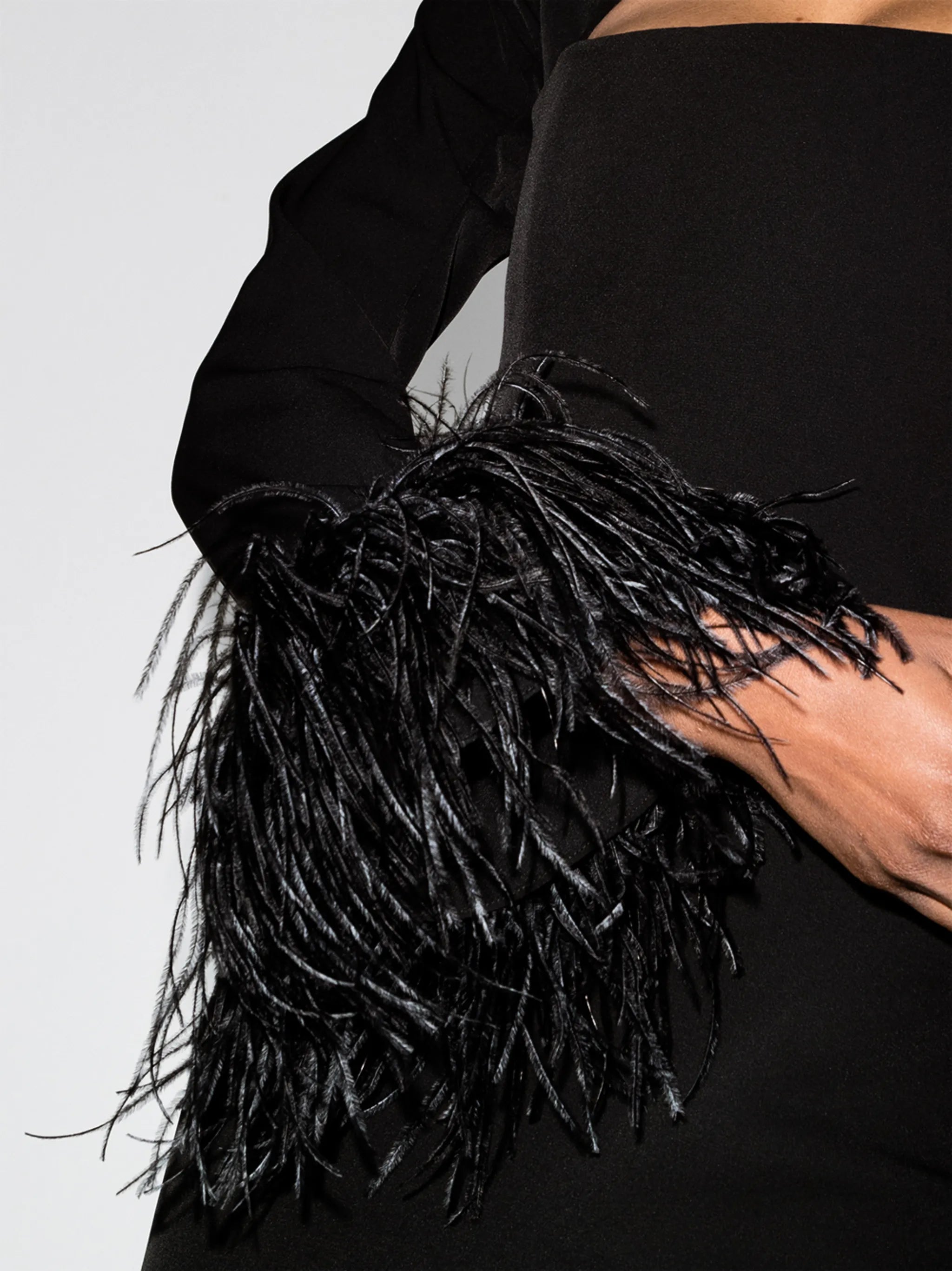 Odessa cutout feather-trim dress