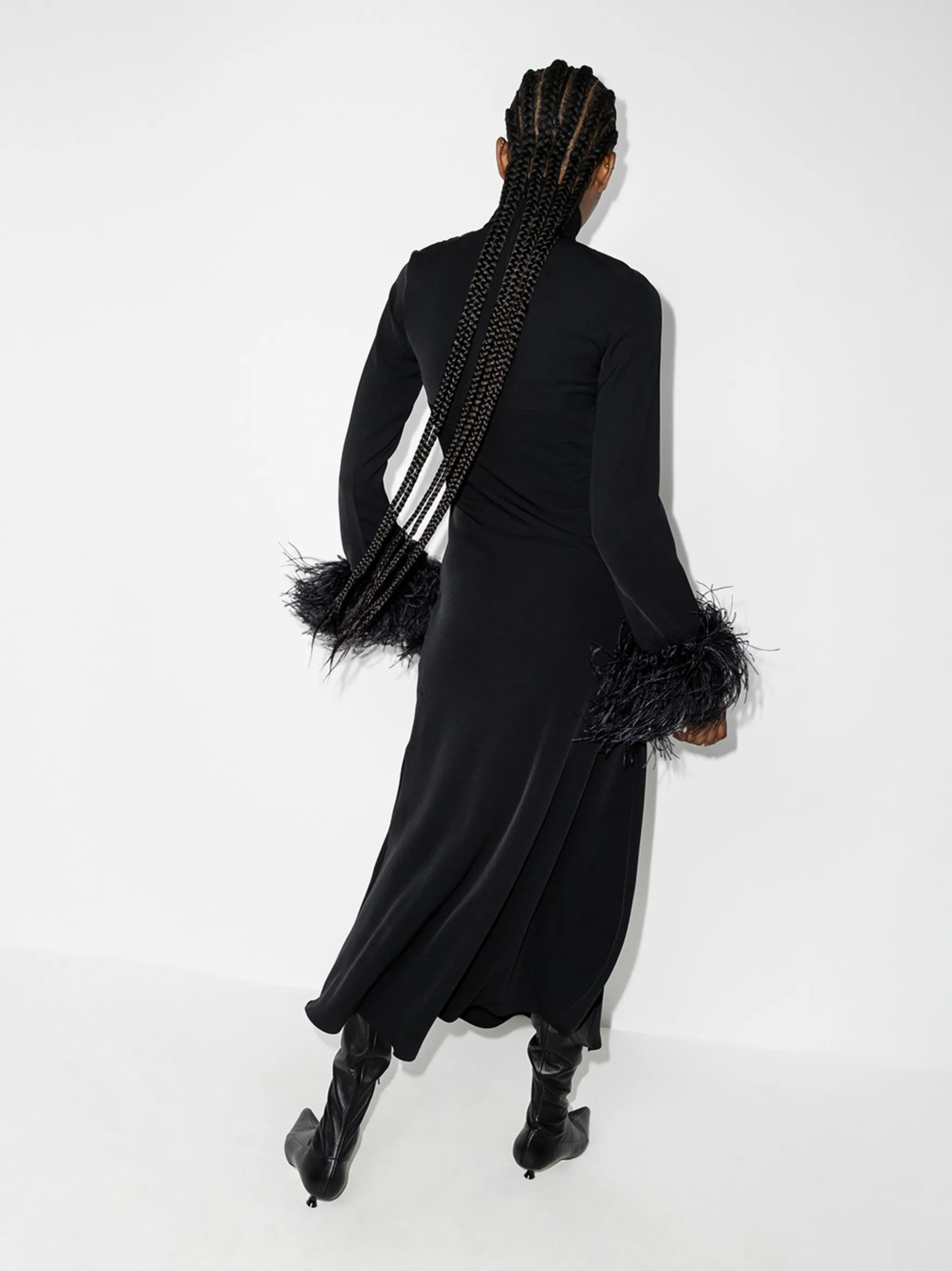 Odessa cutout feather-trim dress