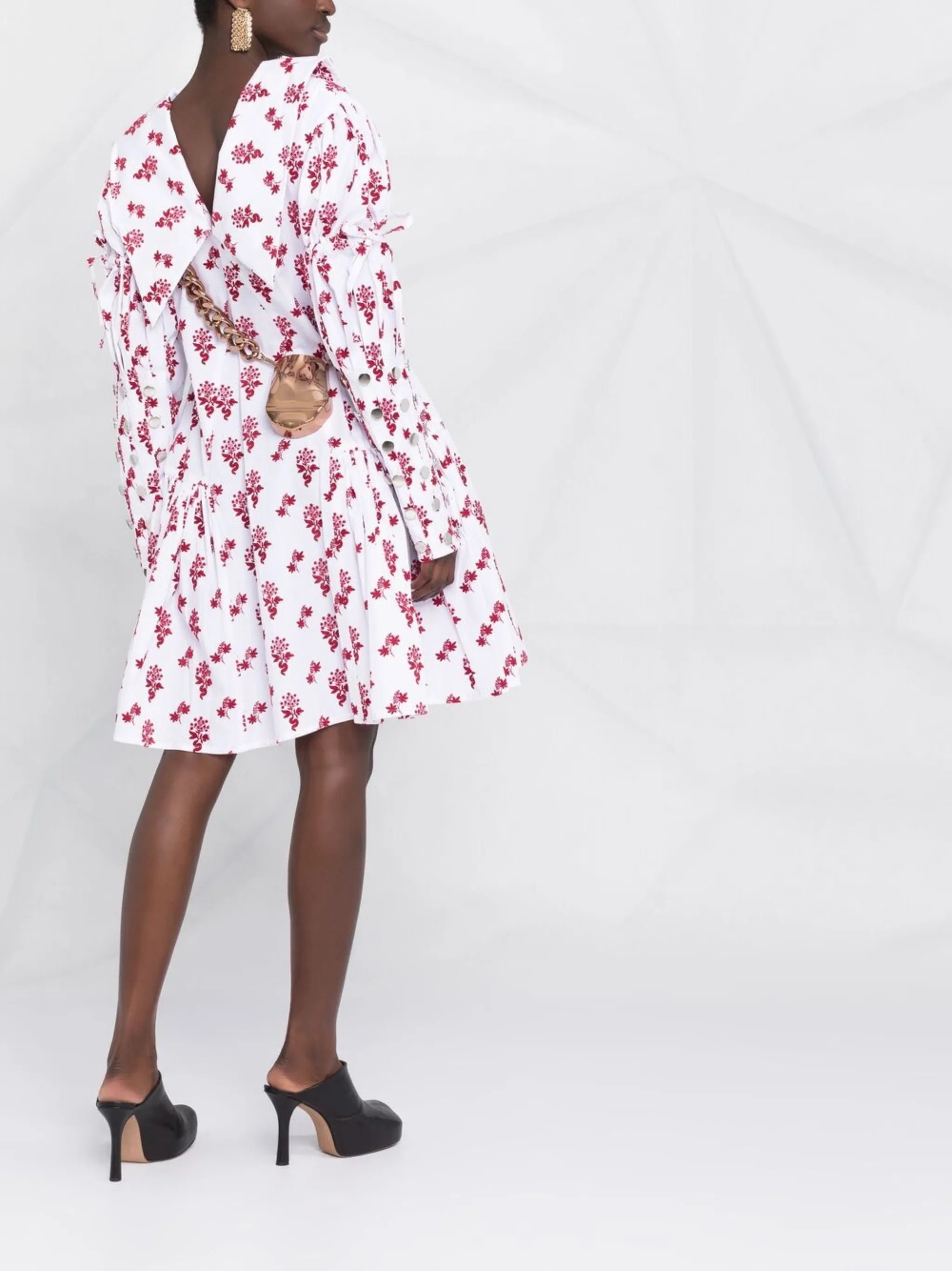 mesh-button detail dress