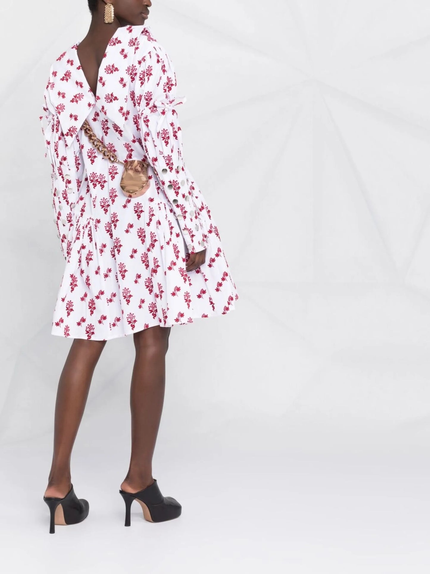 mesh-button detail dress