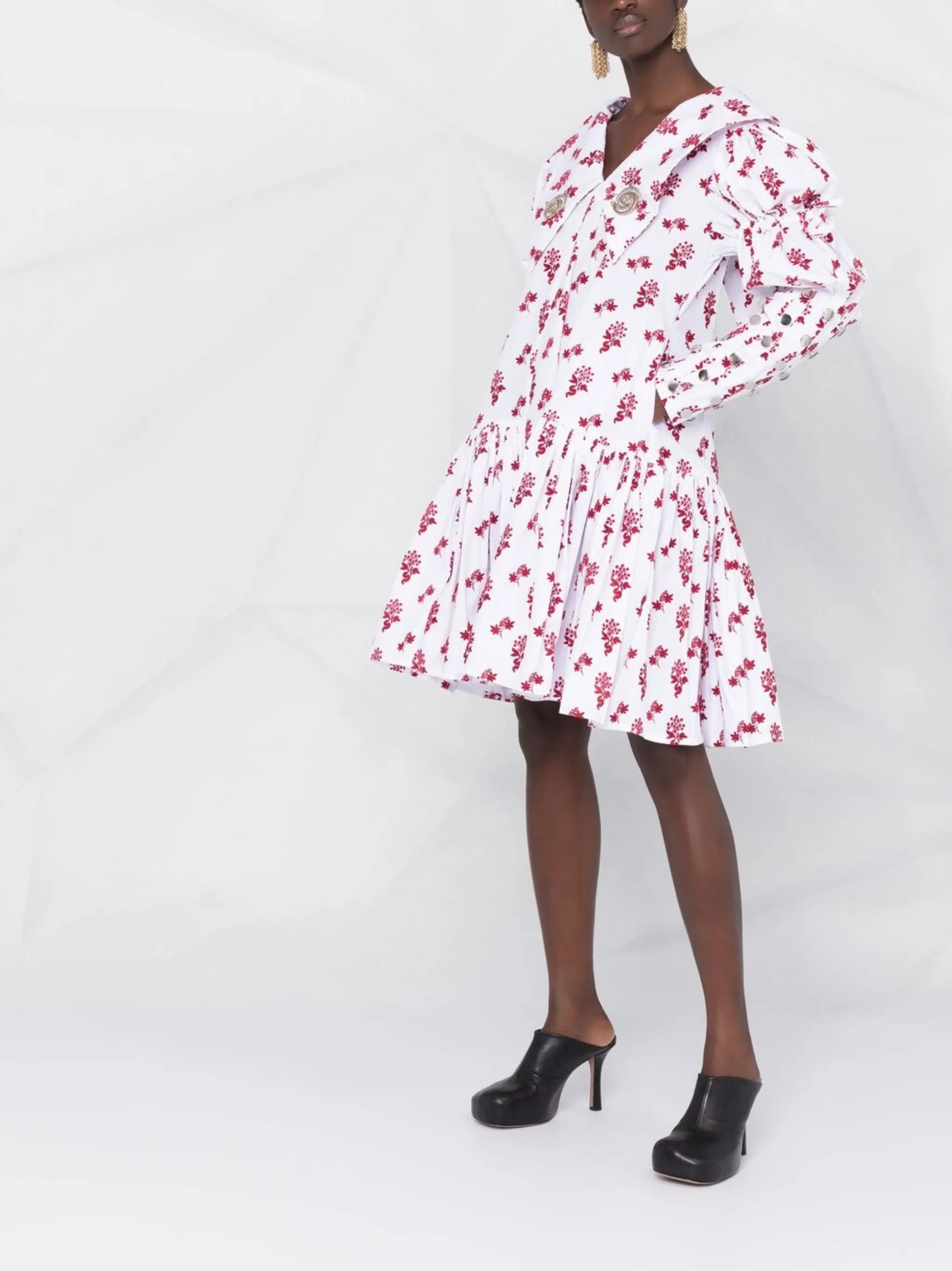 mesh-button detail dress