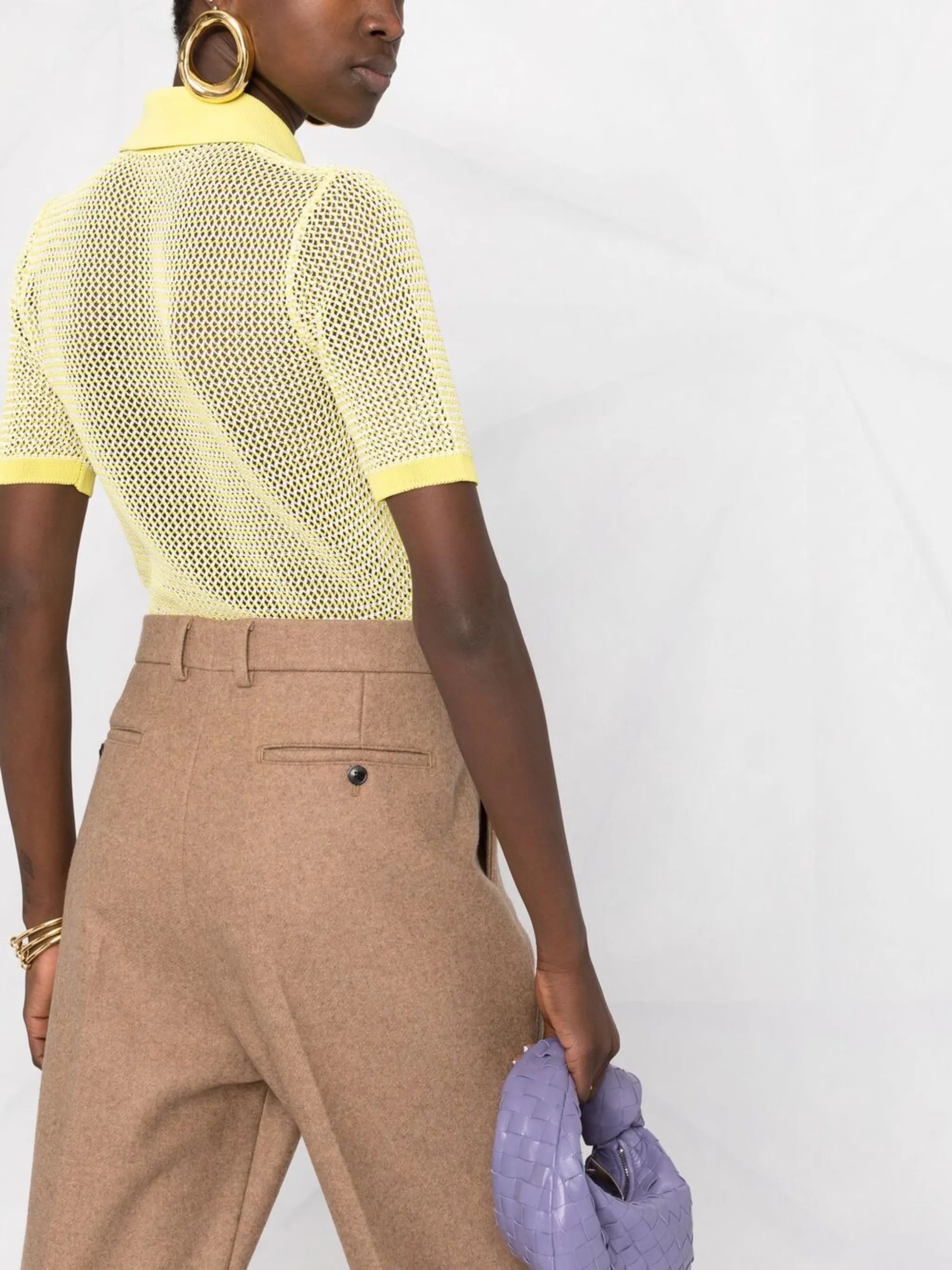 pointelle-knit polo shirt