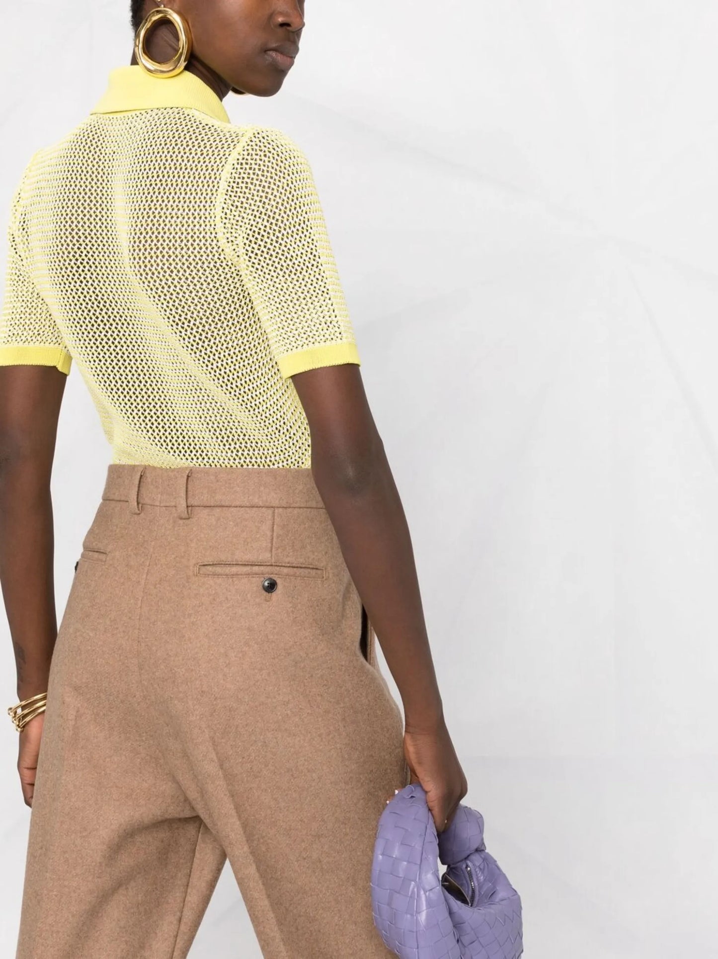 pointelle-knit polo shirt