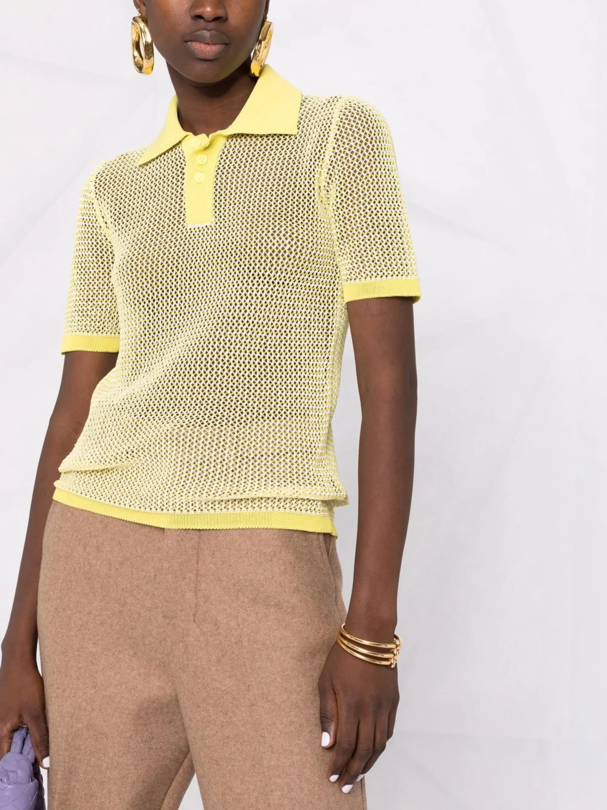 pointelle-knit polo shirt