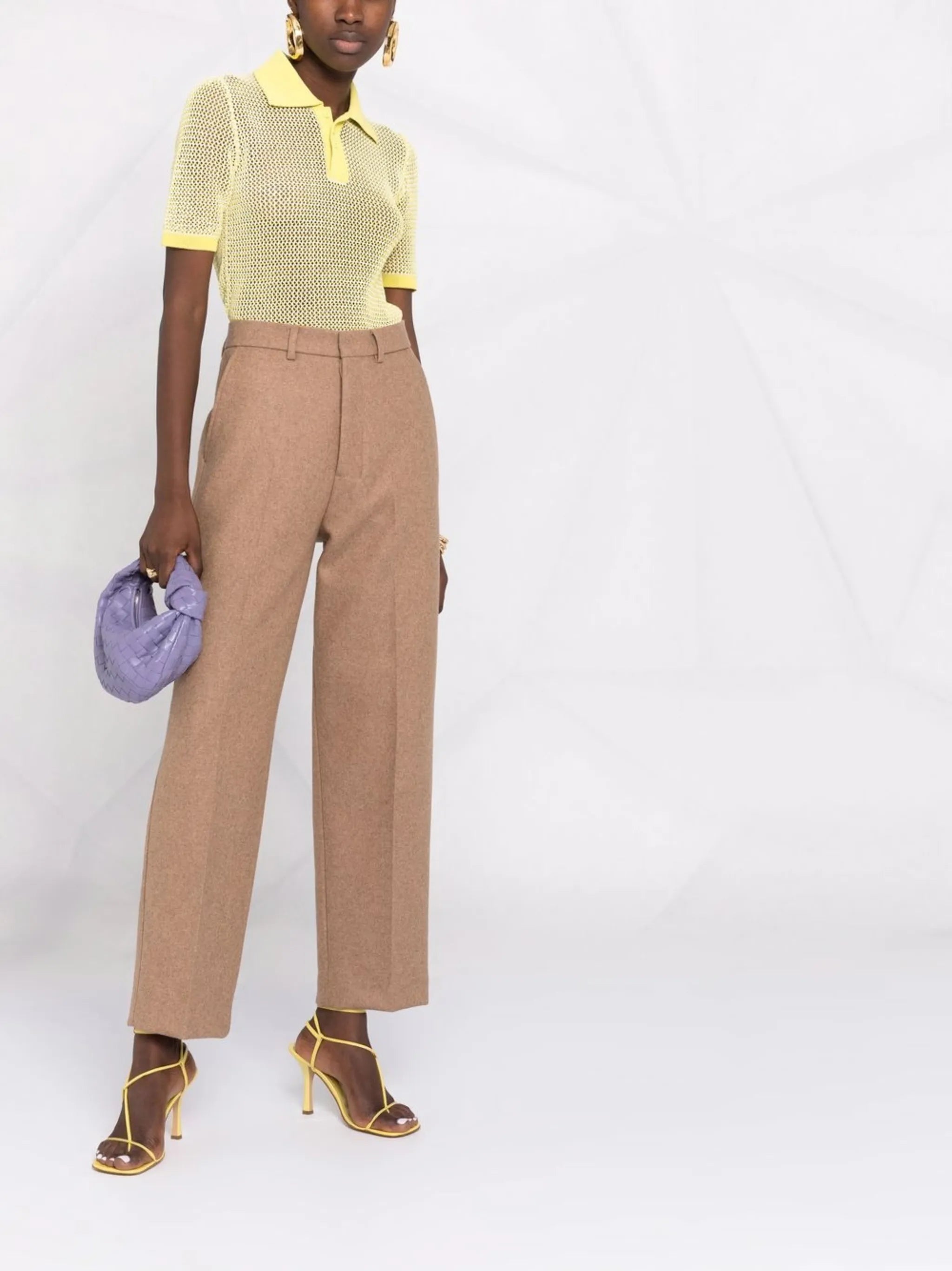 pointelle-knit polo shirt