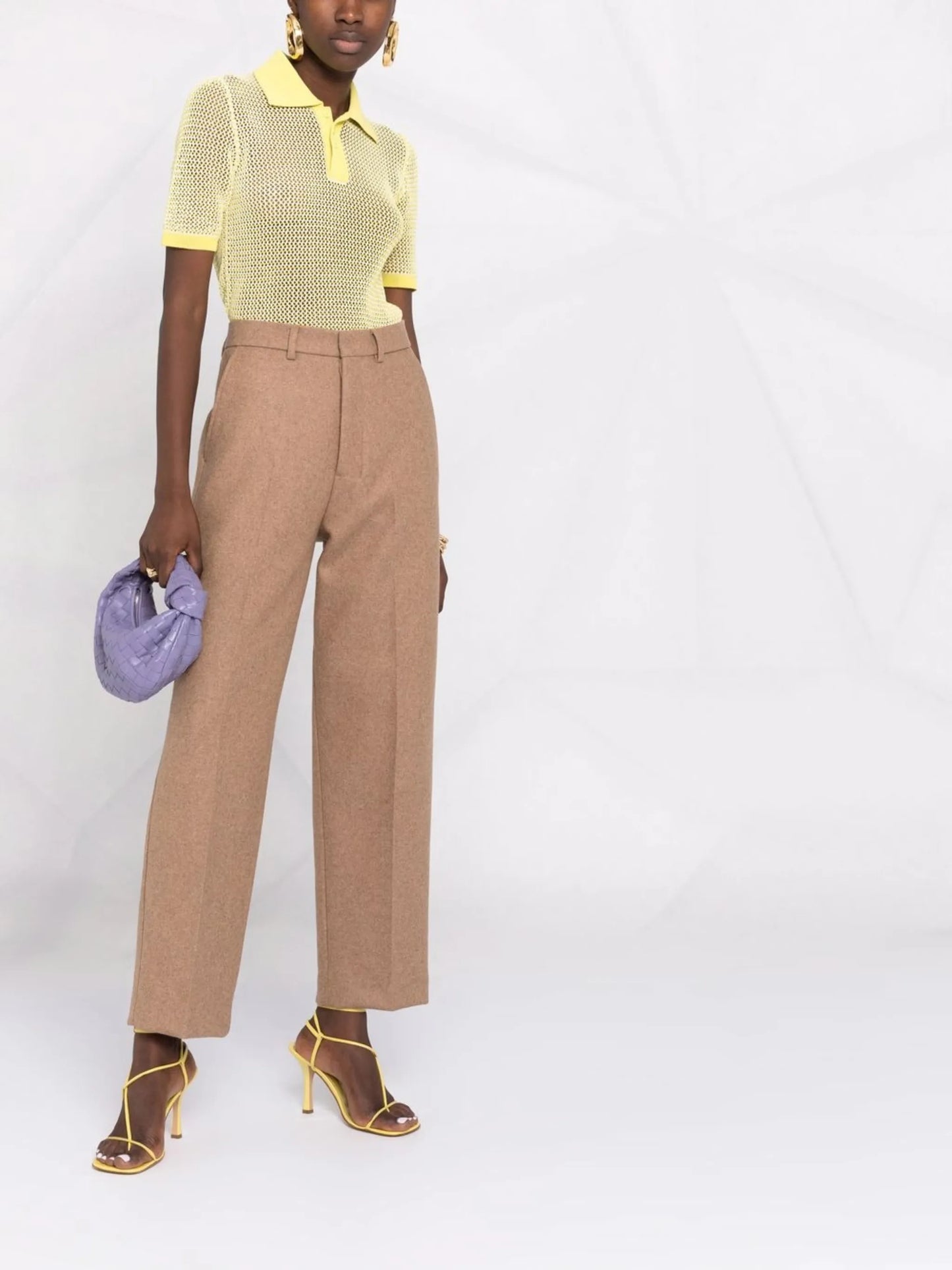 pointelle-knit polo shirt