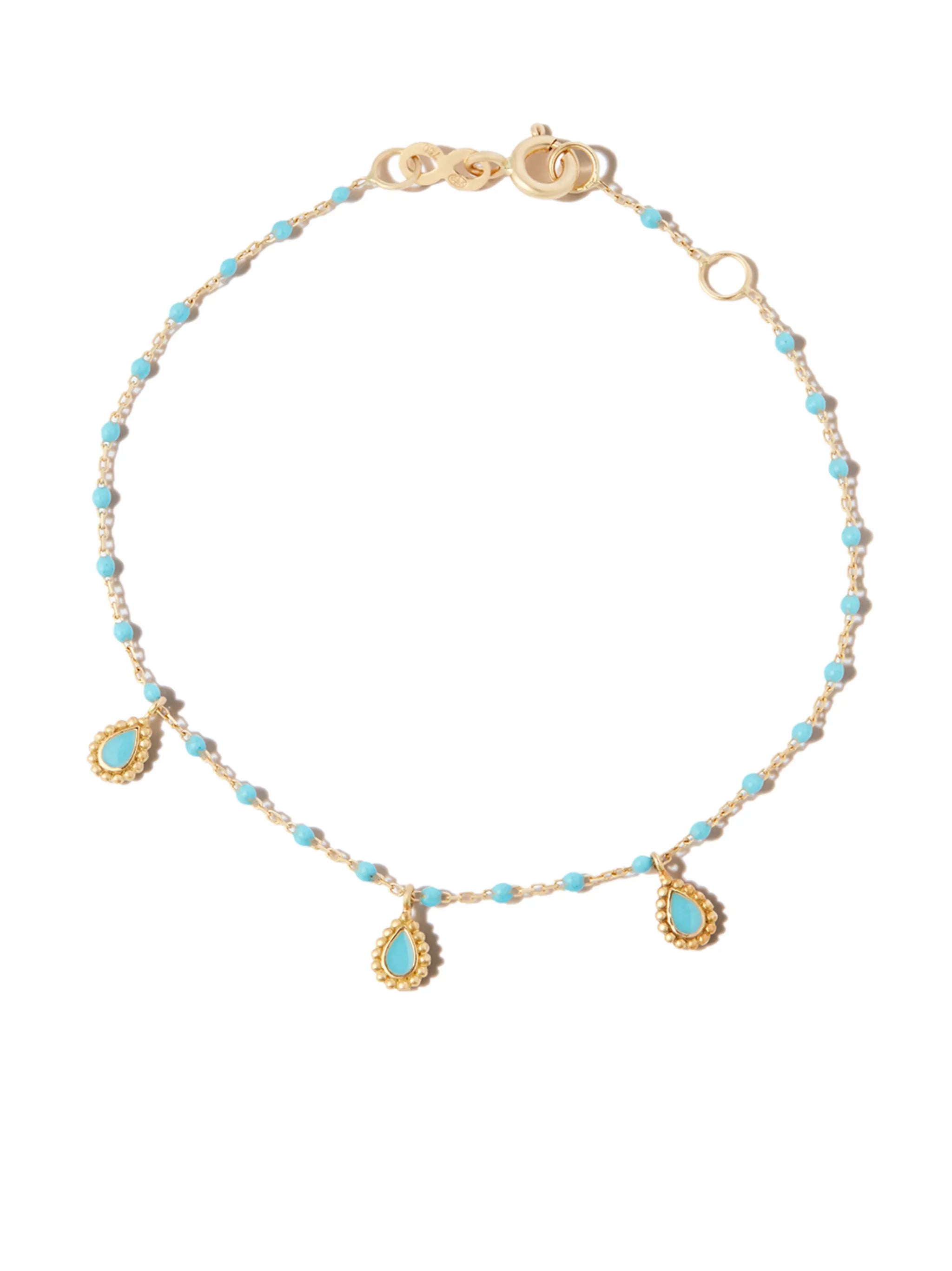 18kt yellow gold beaded charm bracelet