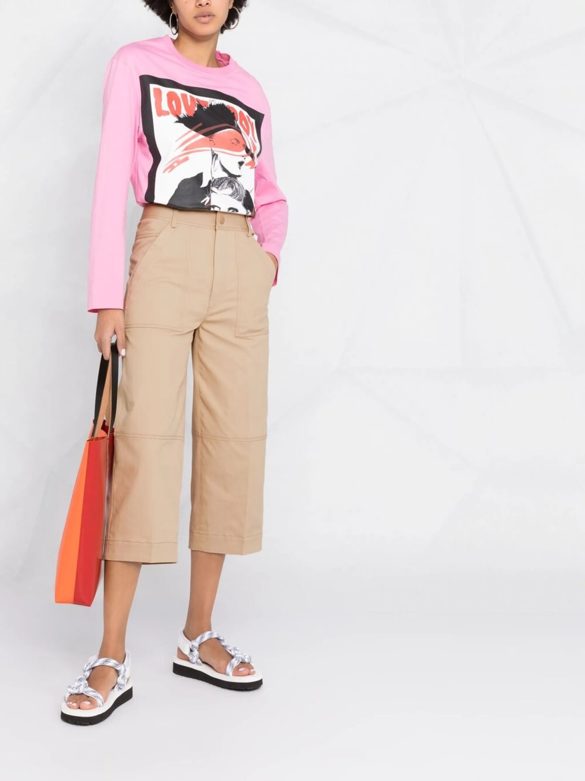 panelled cropped trousers