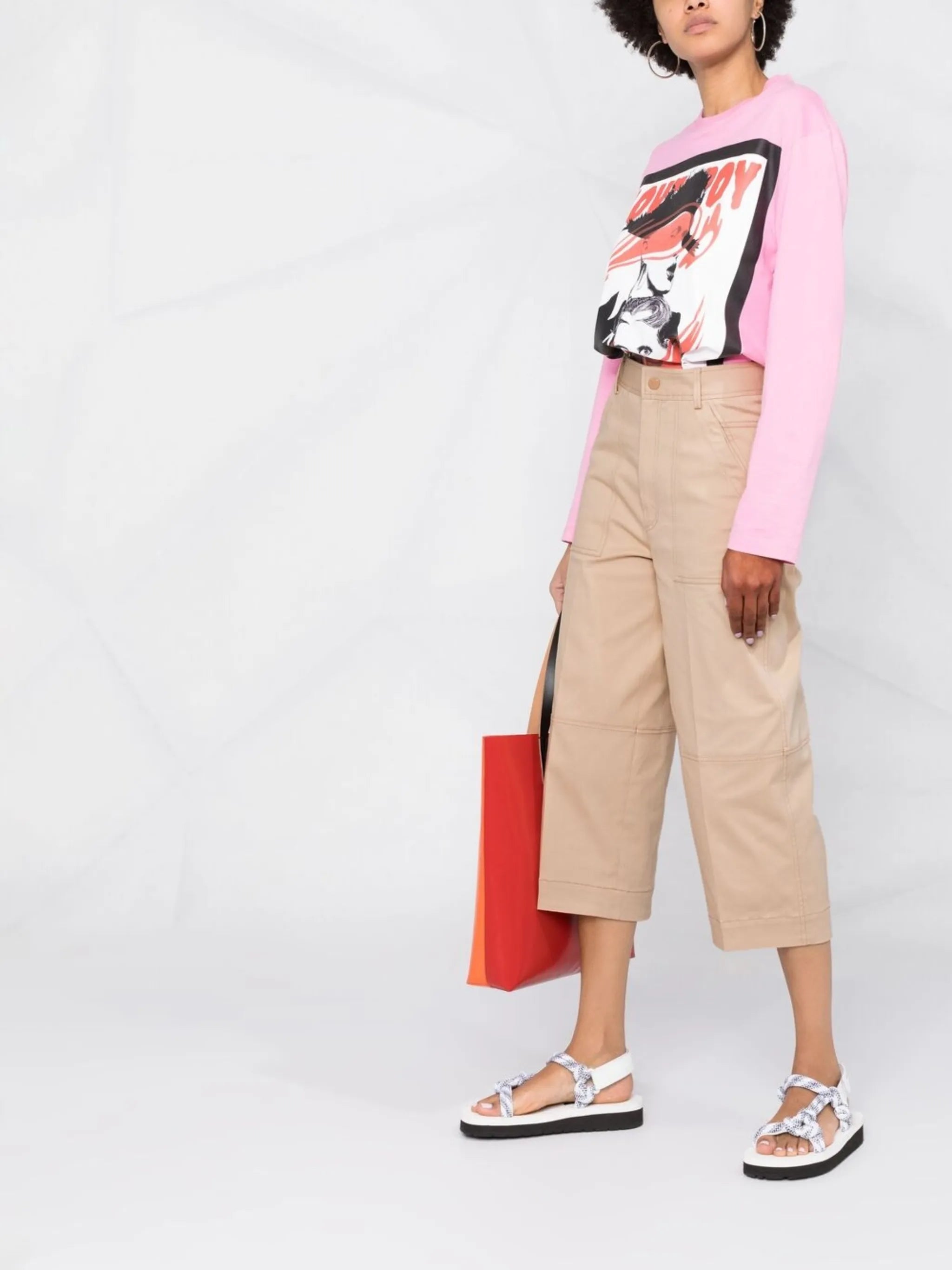panelled cropped trousers