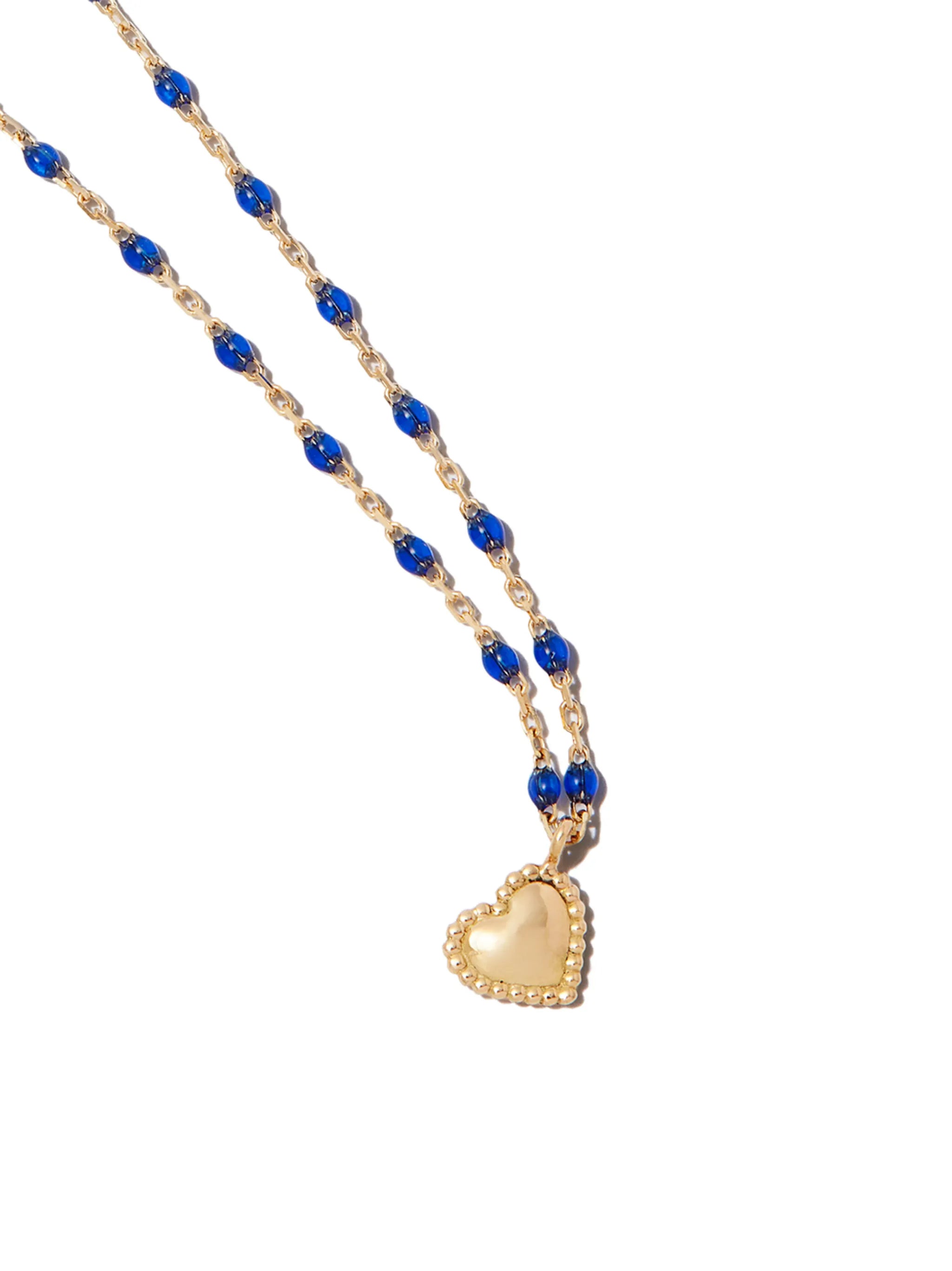 18kt yellow gold Lucky Heart bead-chain necklace