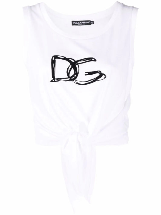 logo-print vest top
