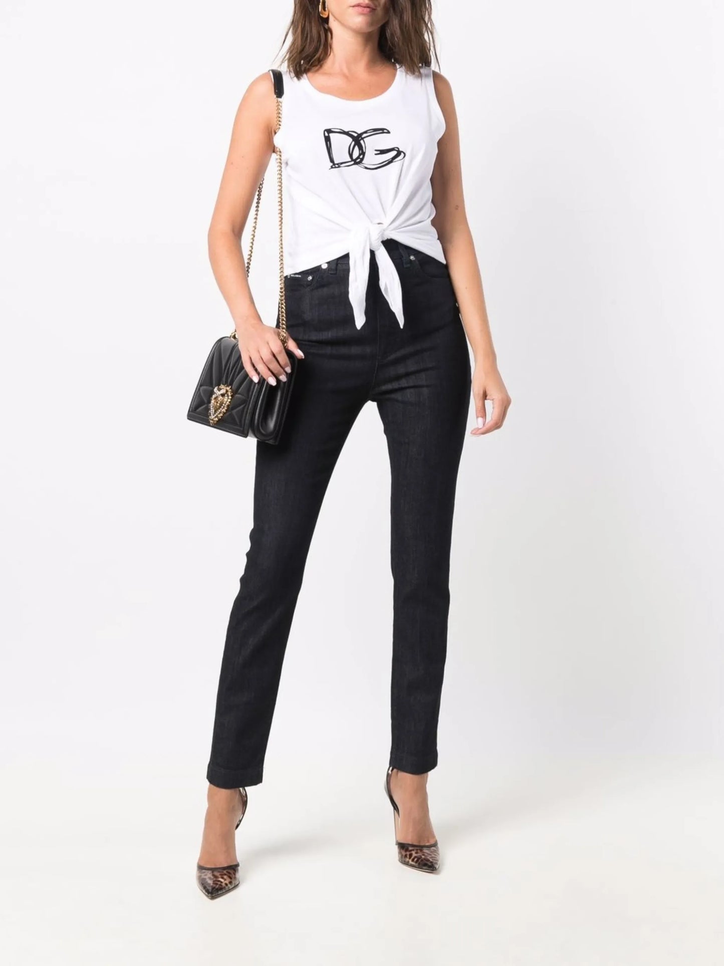 logo-print vest top