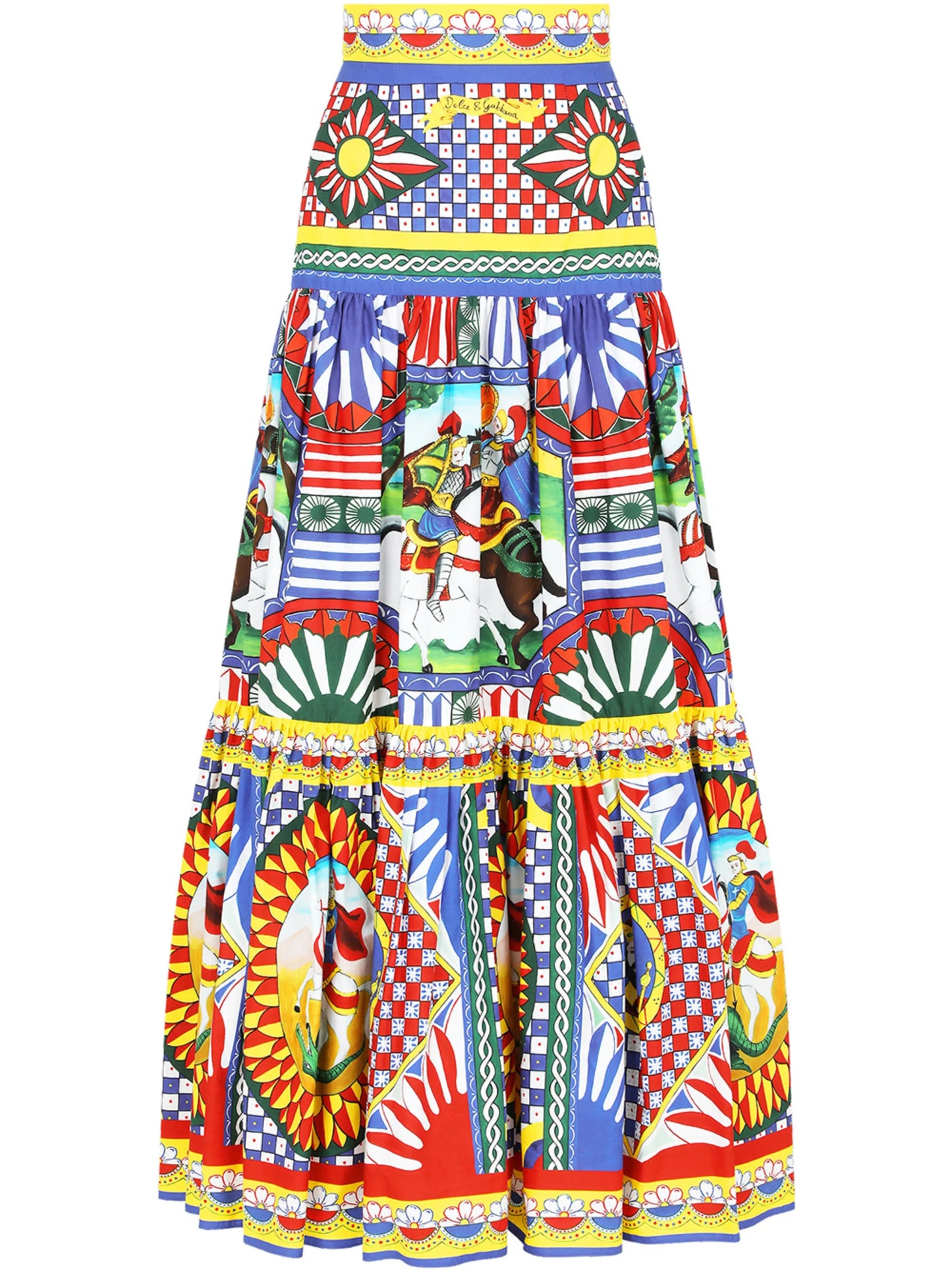 Carretto-print poplin maxi skirt