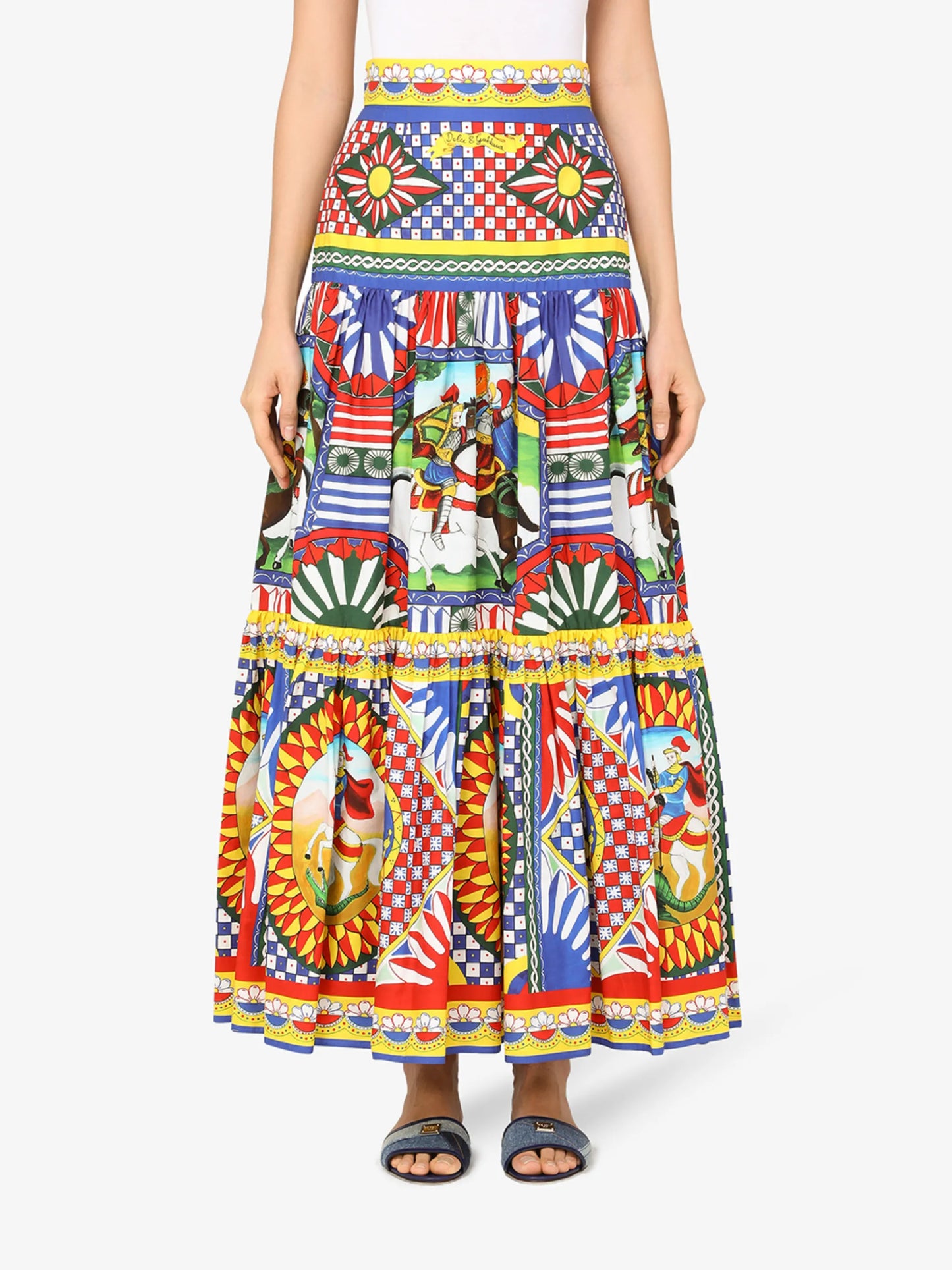 Carretto-print poplin maxi skirt