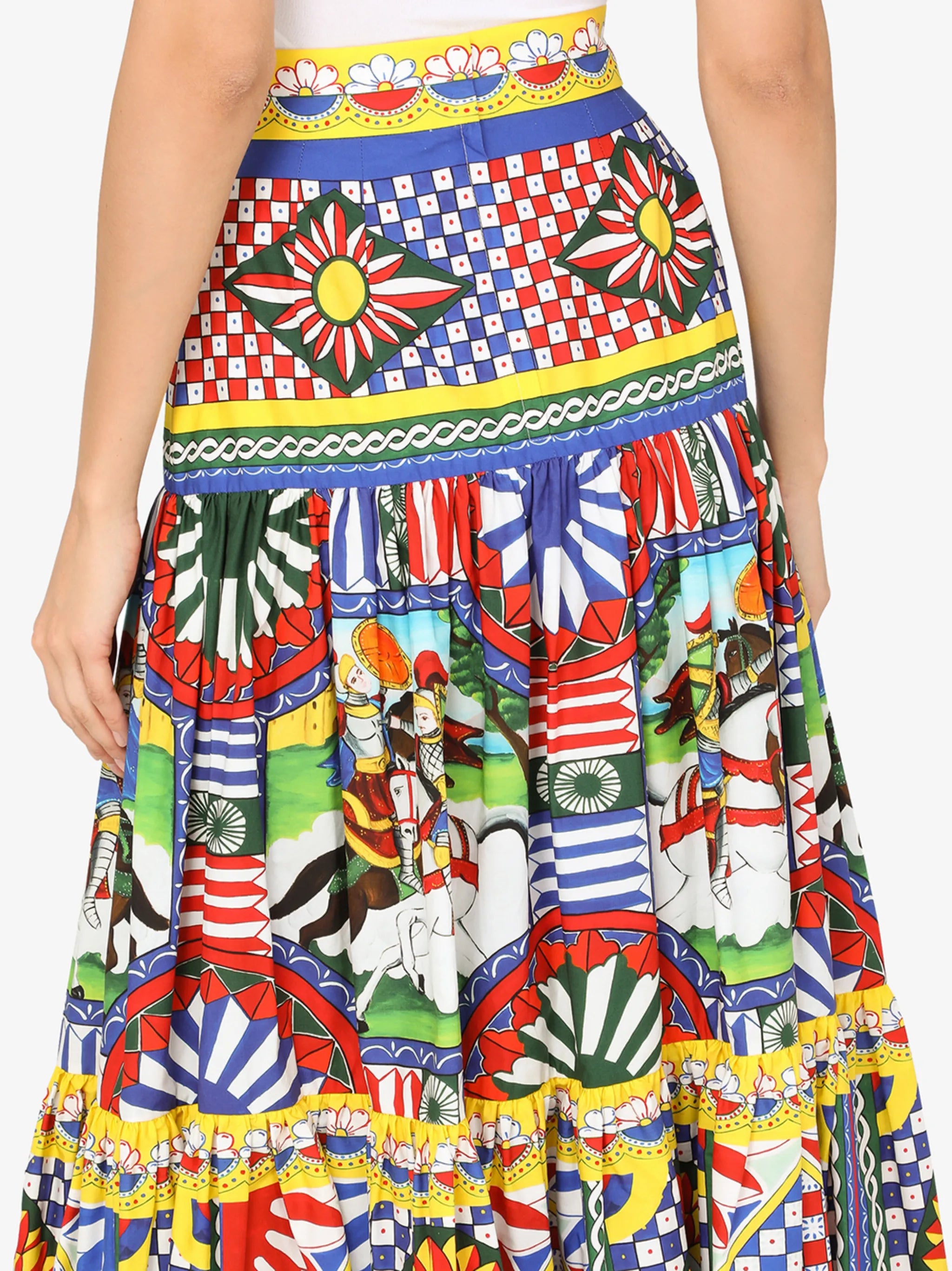 Carretto-print poplin maxi skirt