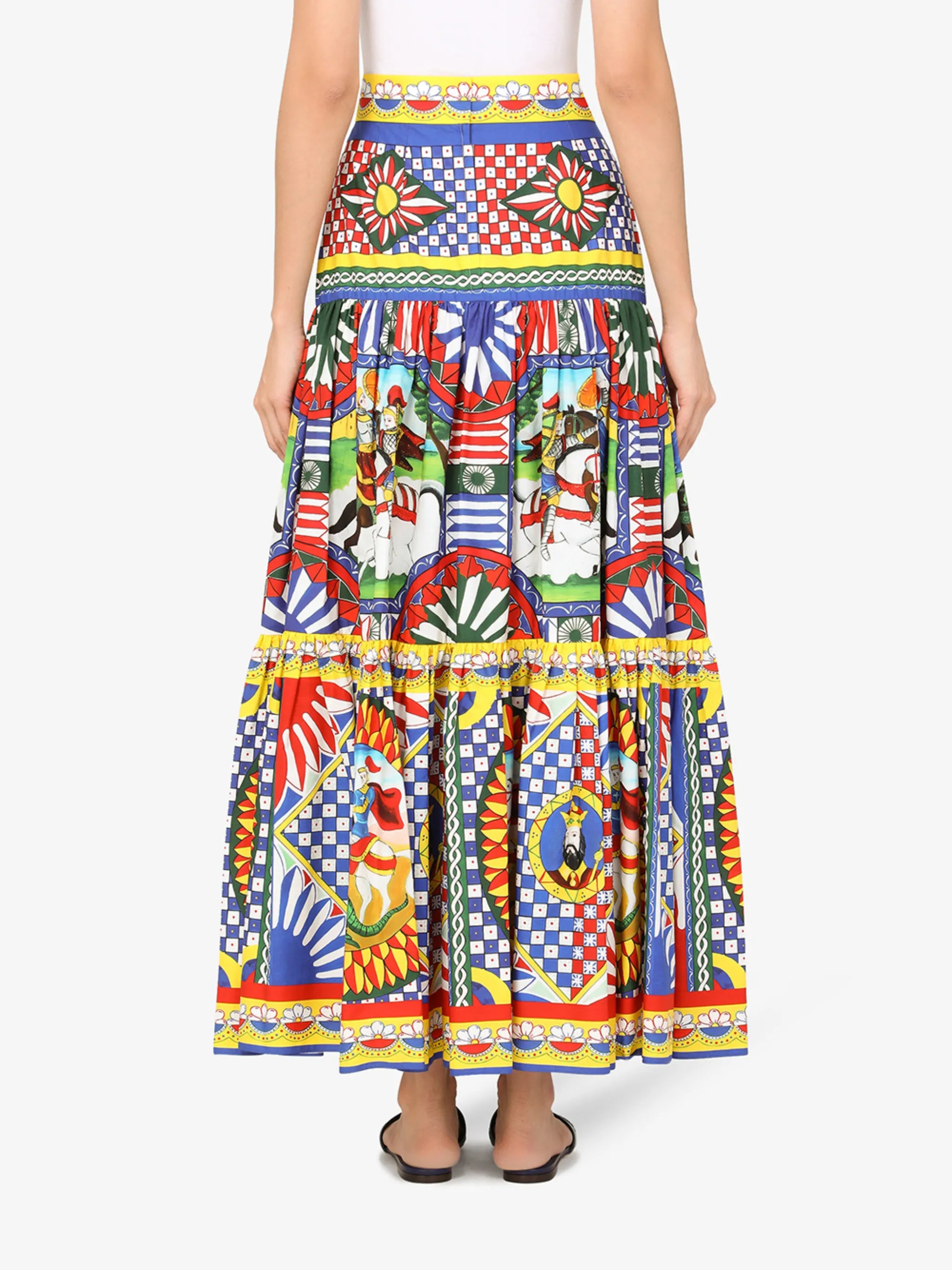 Carretto-print poplin maxi skirt