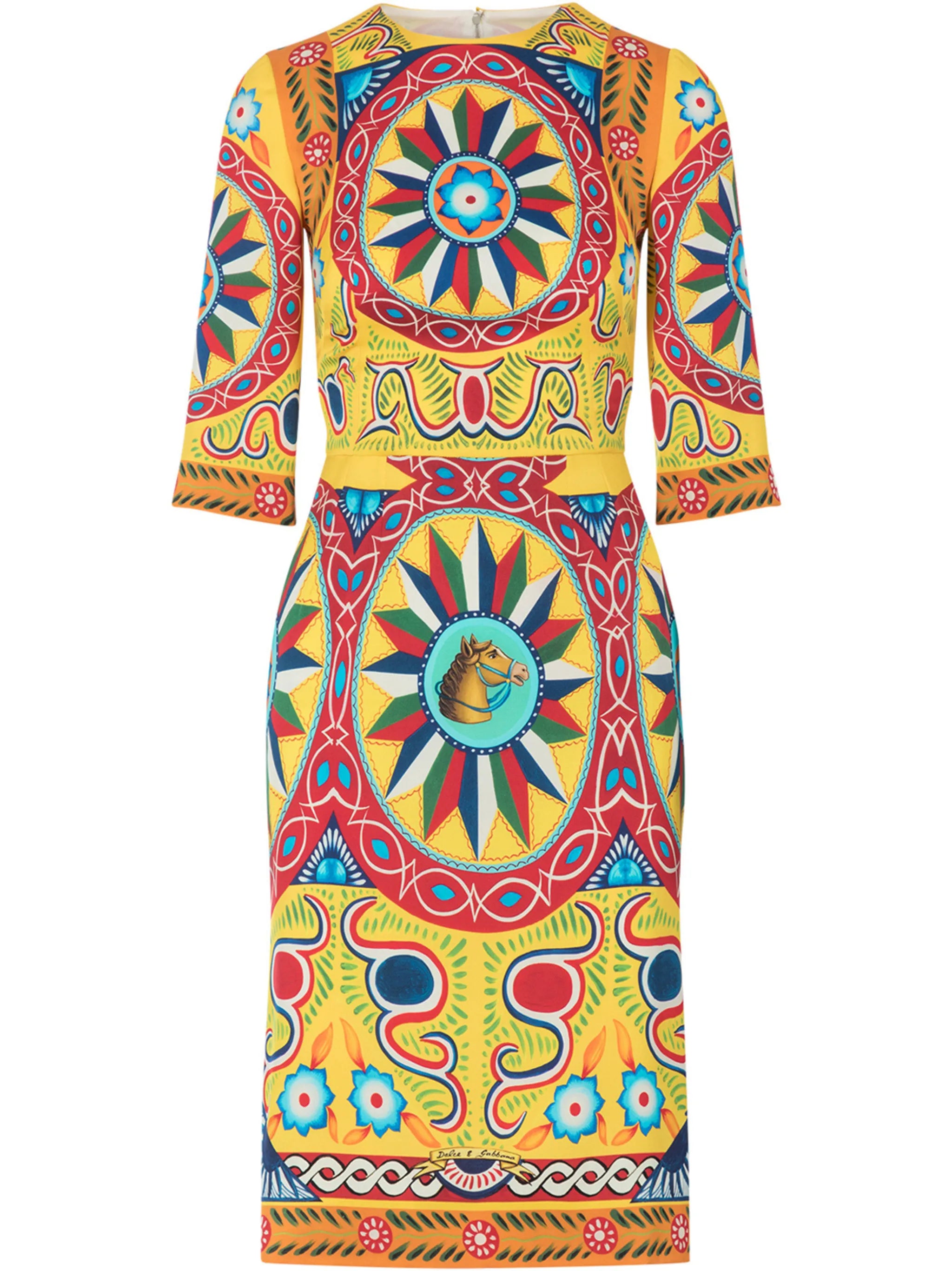 Carretto-print midi dress