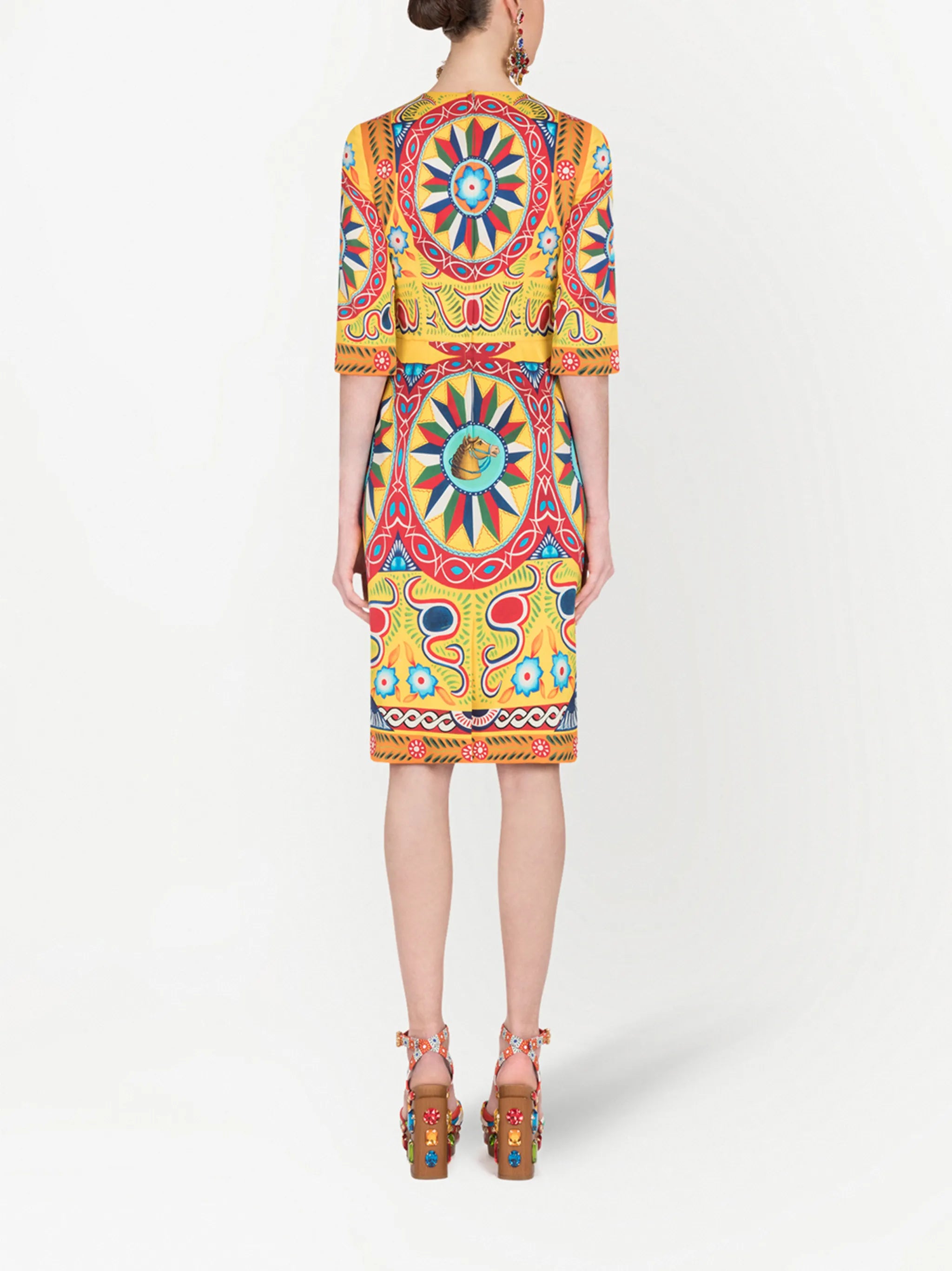 Carretto-print midi dress