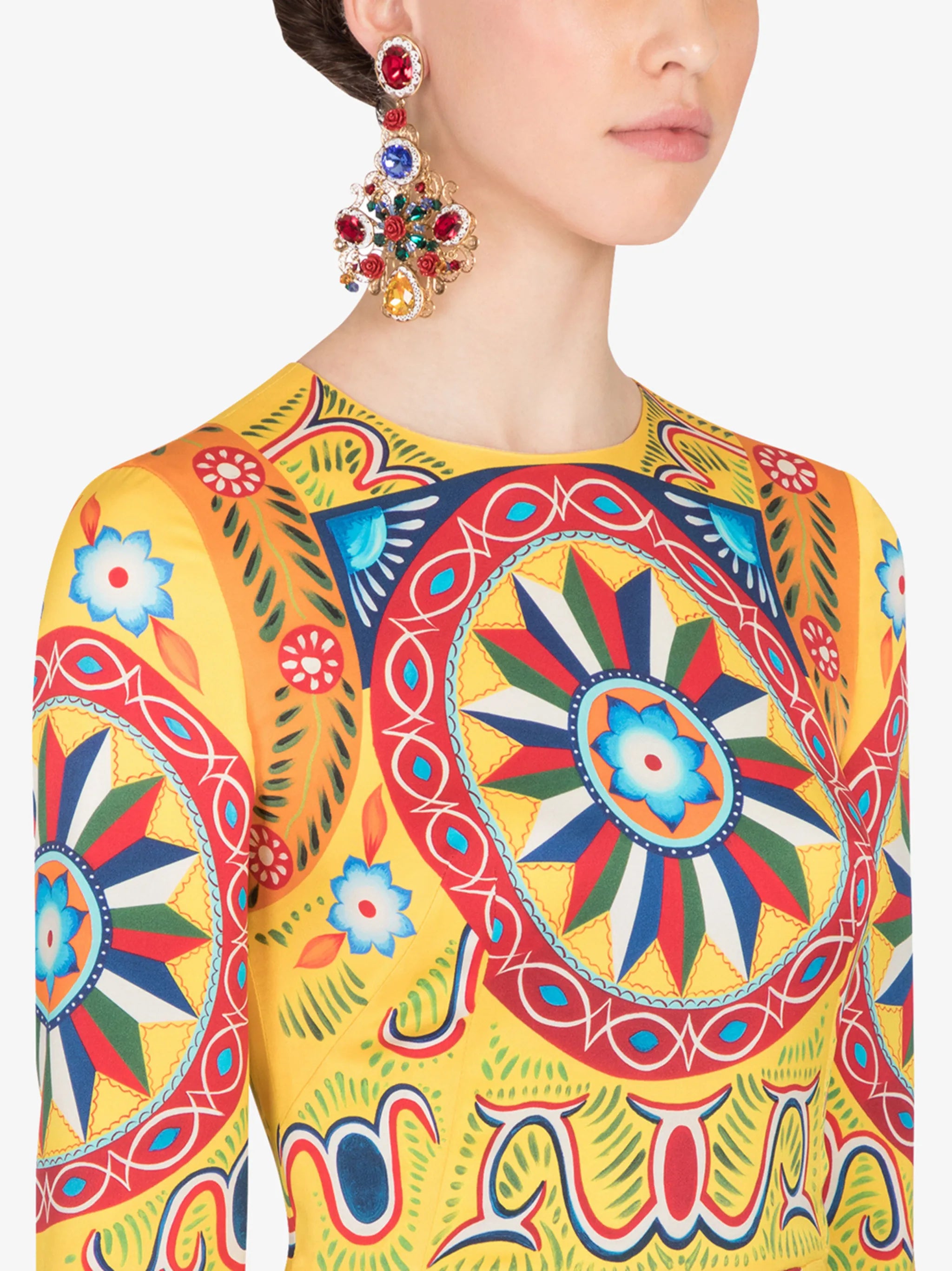 Carretto-print midi dress