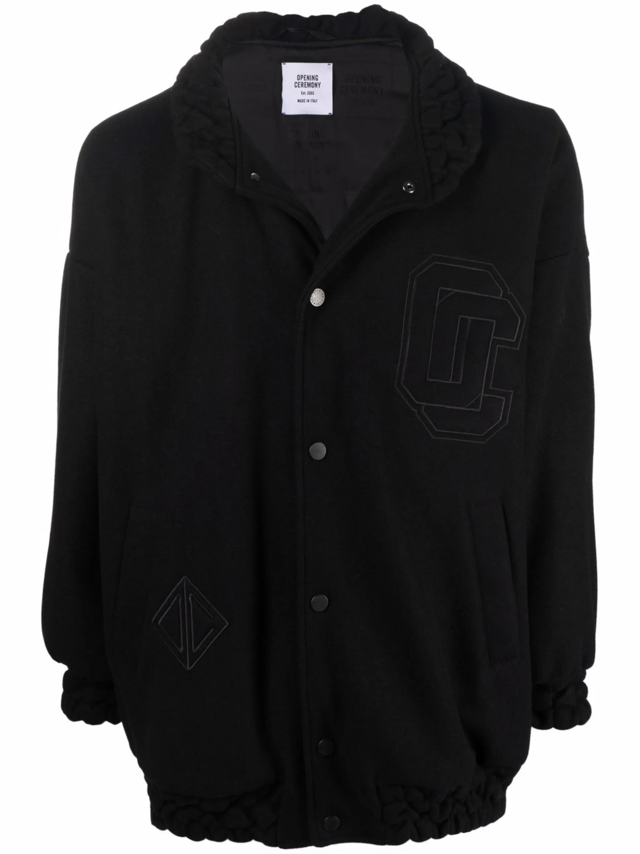 embroidered logo felt bomber jacket