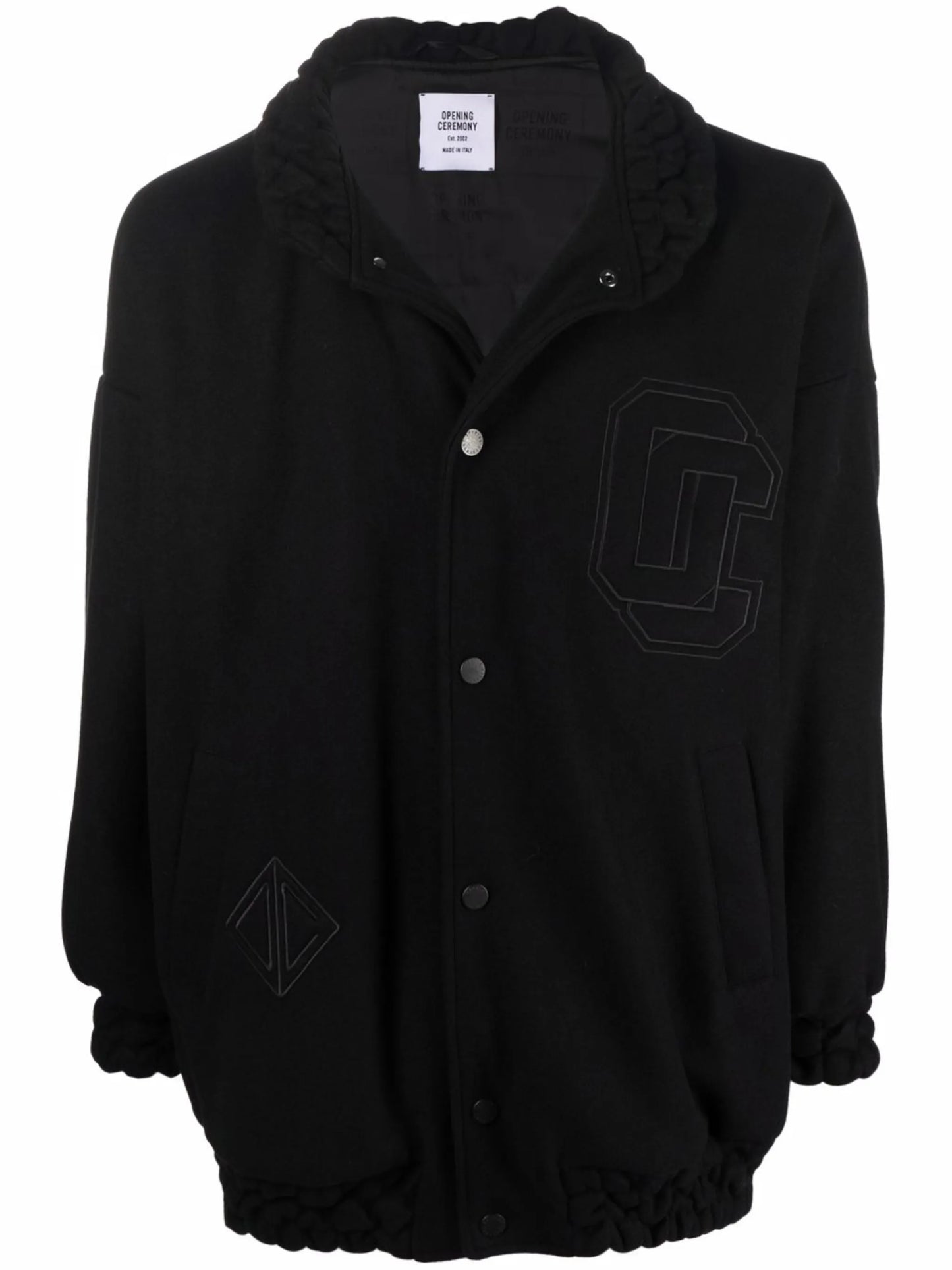 embroidered logo felt bomber jacket