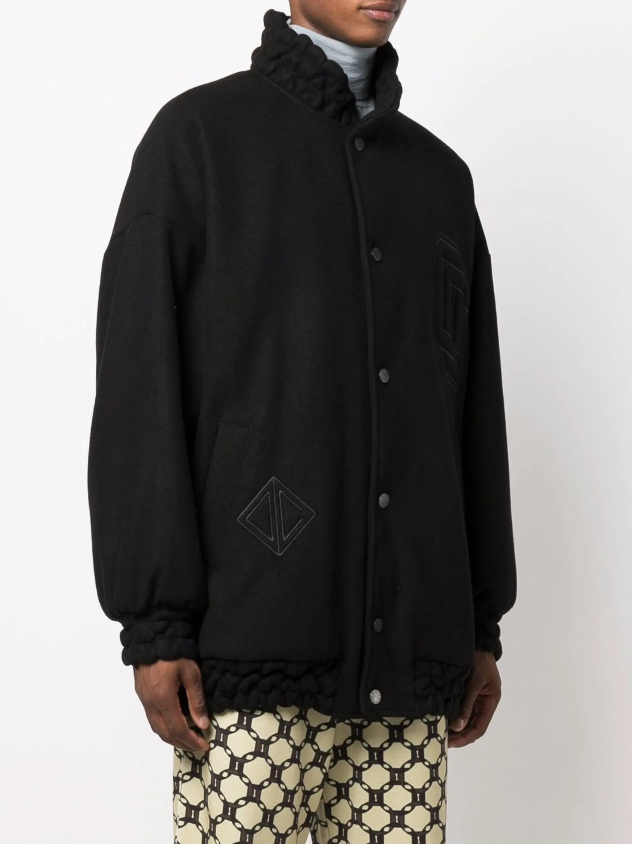 embroidered logo felt bomber jacket