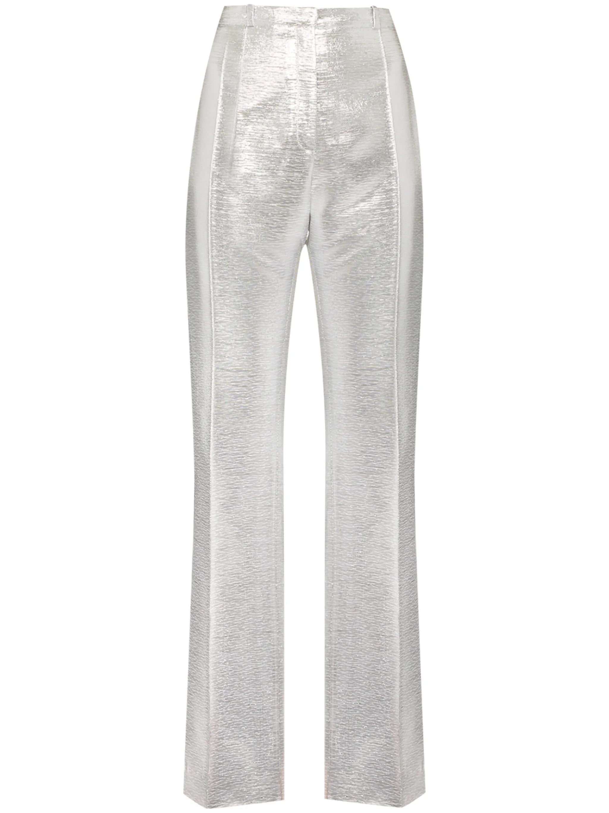 metallic-sheen tailored trousers