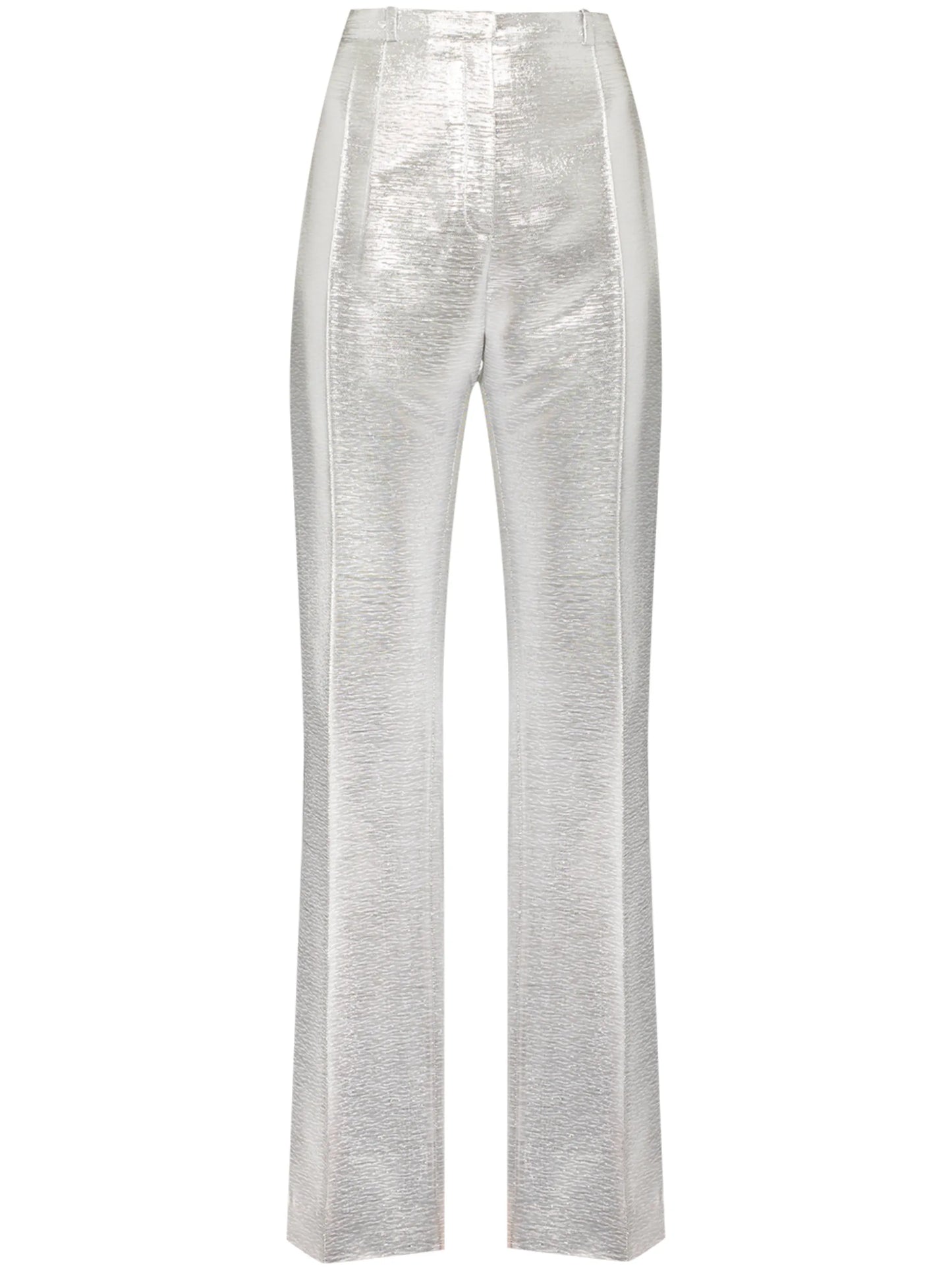metallic-sheen tailored trousers