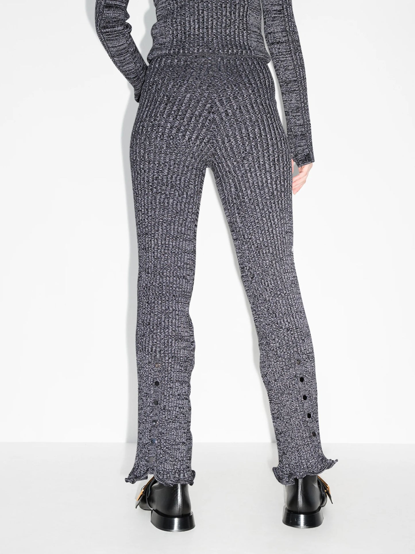 knitted flared trousers