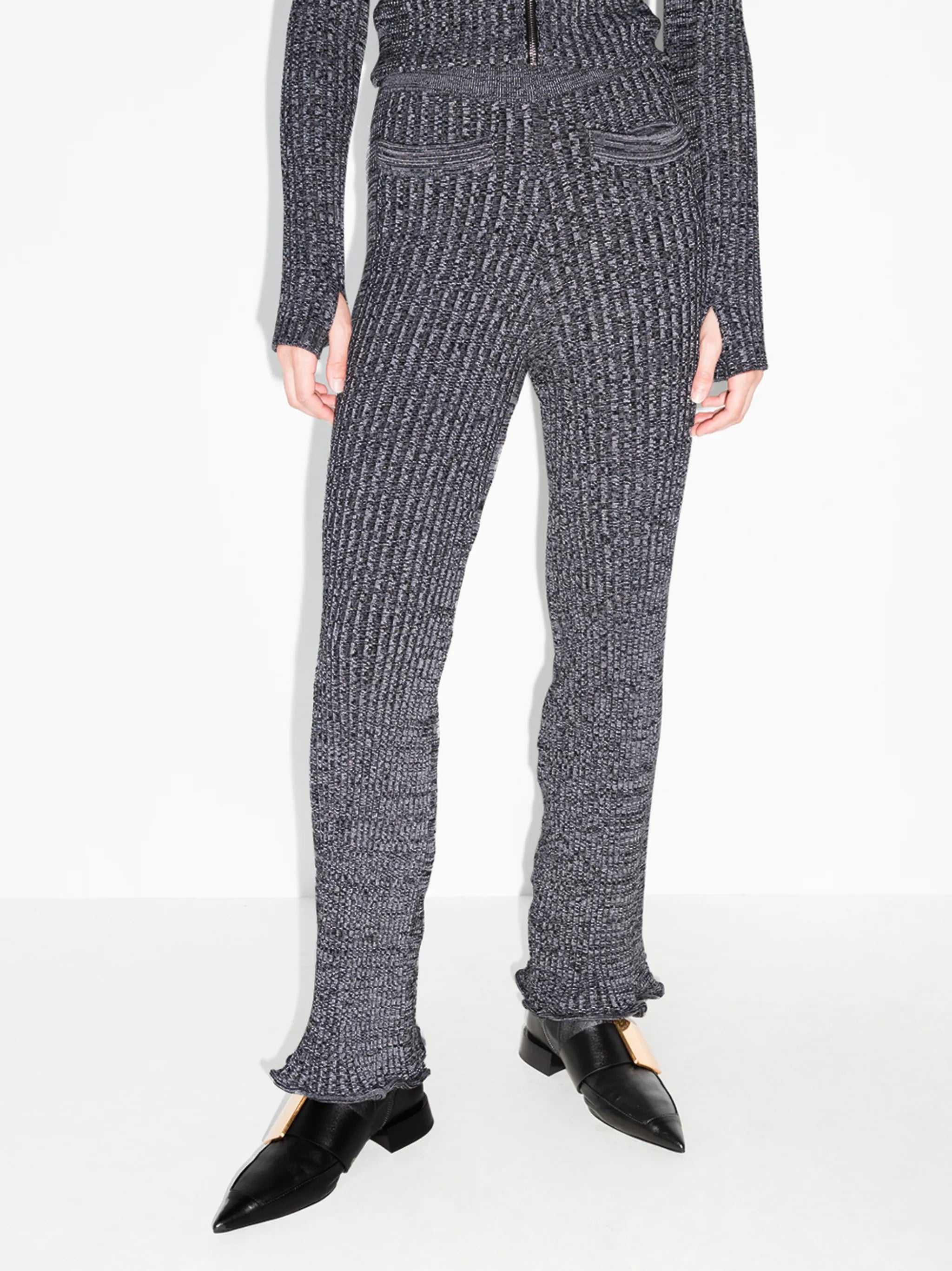 knitted flared trousers