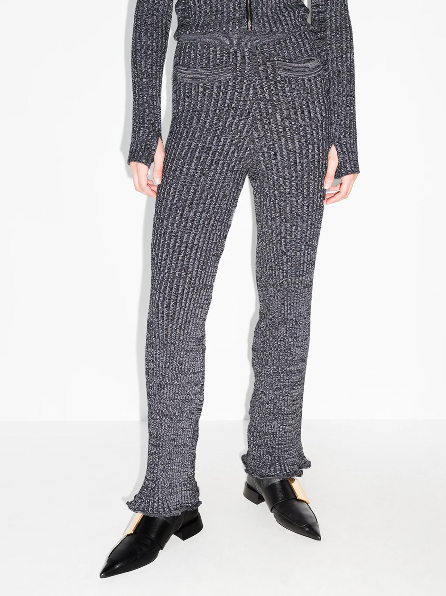knitted flared trousers