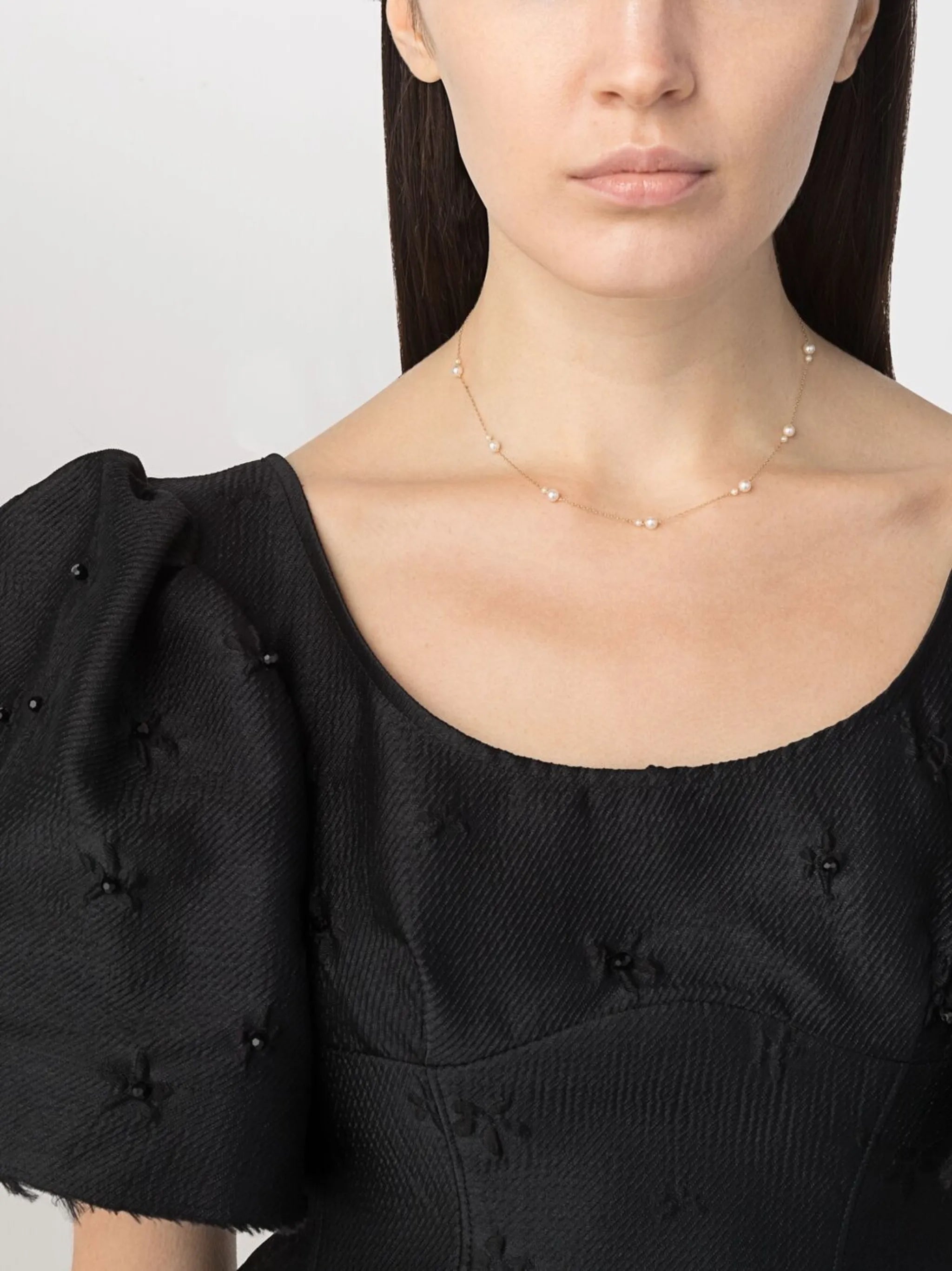 14kt yellow gold Akoya pearl necklace